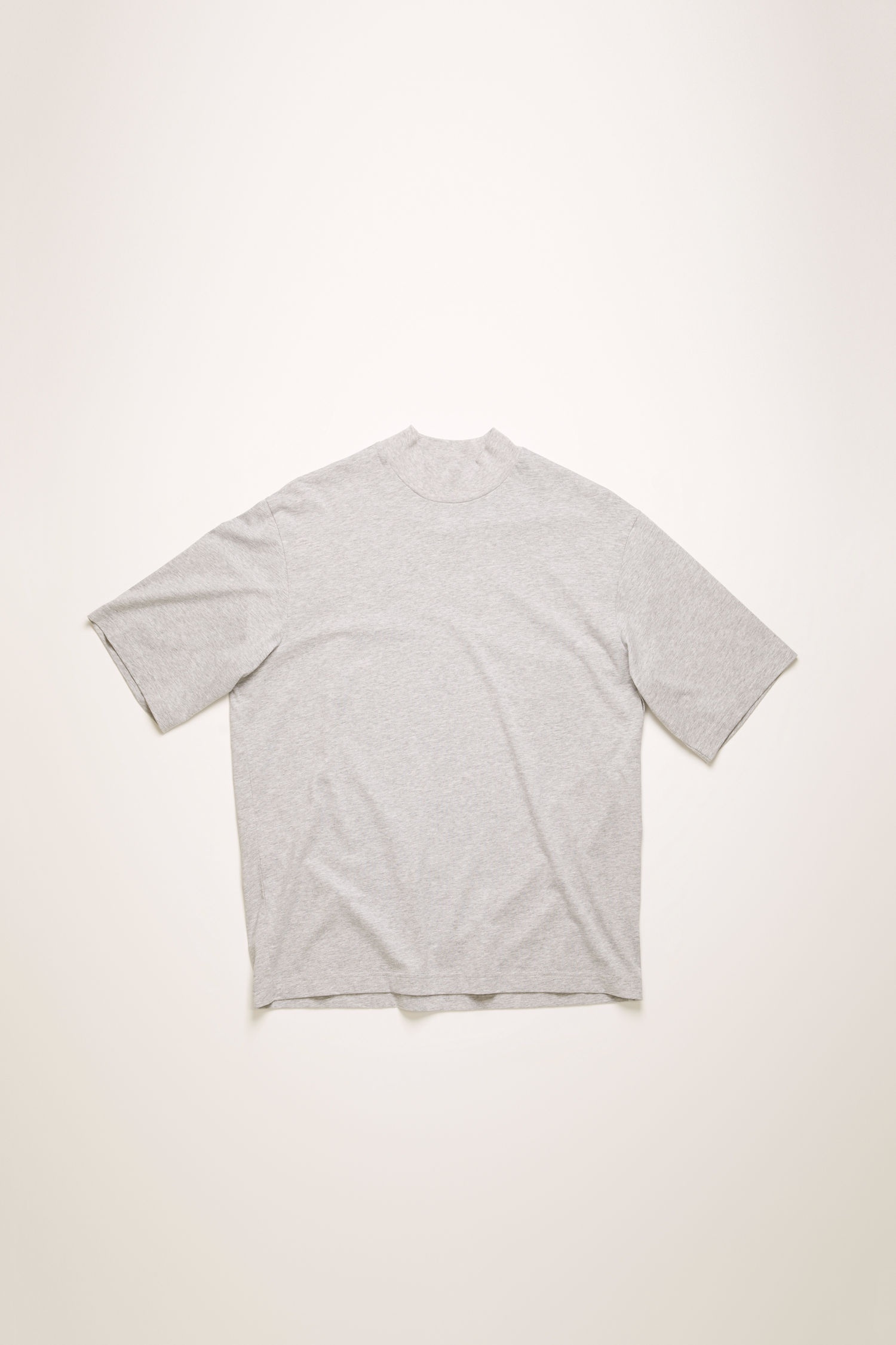 Mock neck t-shirt pale grey melange - 4