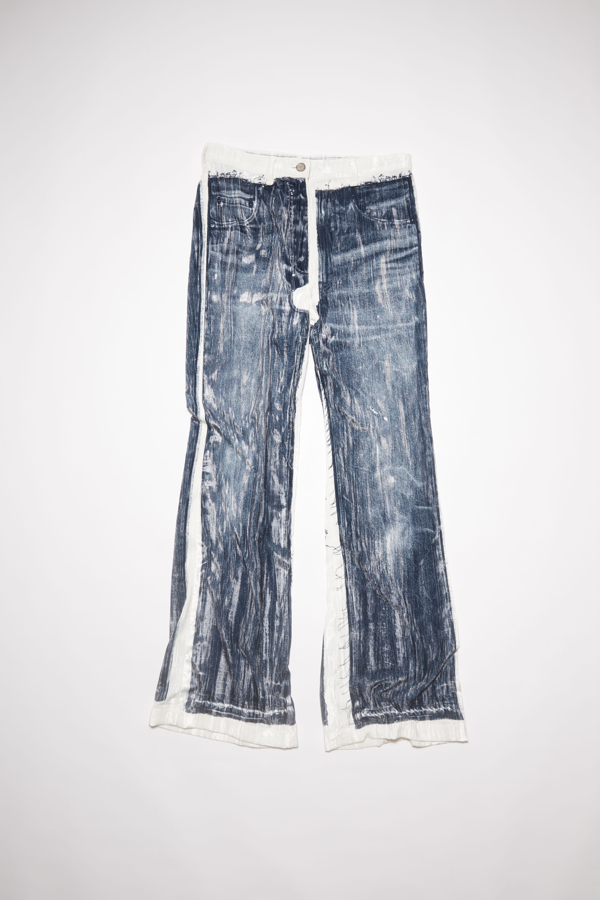 Flared denim print trousers - Blue - 1