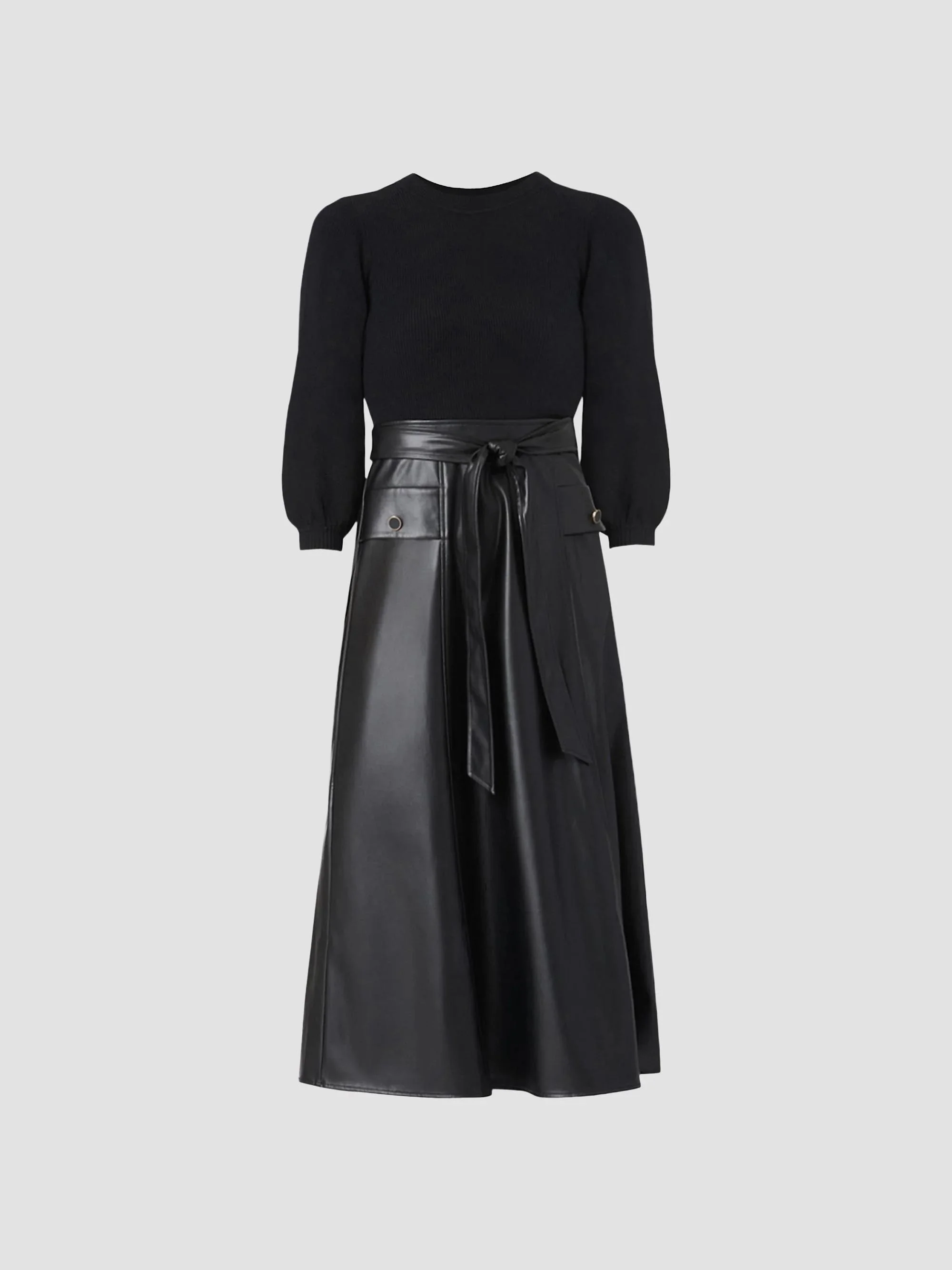 Women's Aspen Mix Media Midi Dress - Jet - 1
