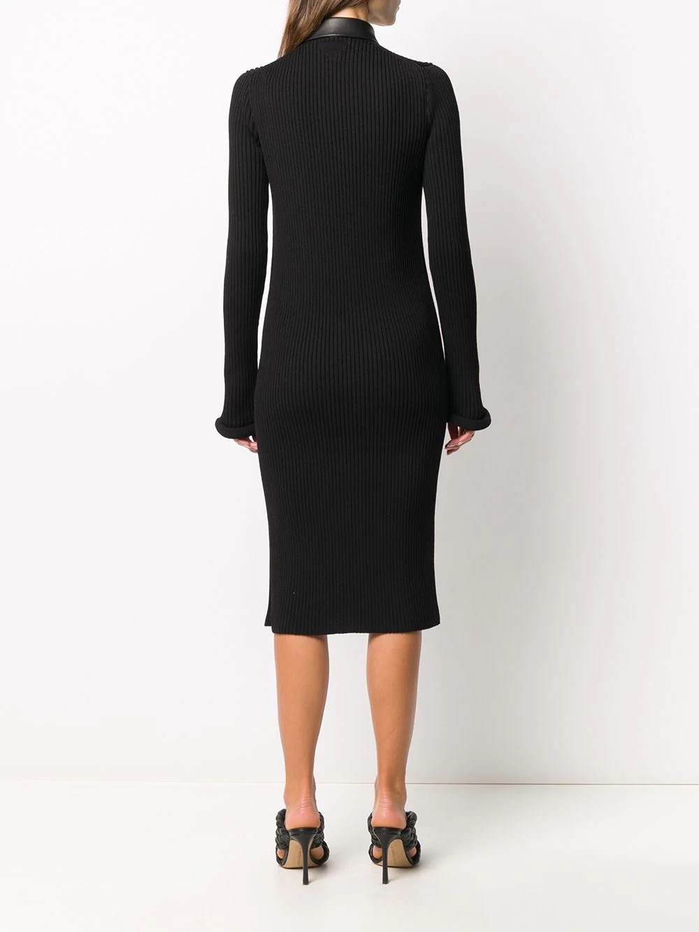 ribbed knit fitted dress - 4