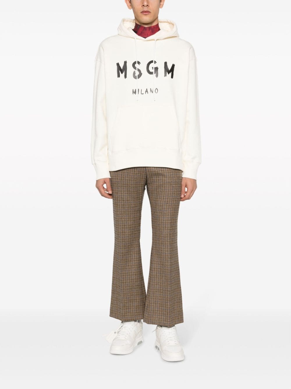 logo-flocked cotton hoodie - 2