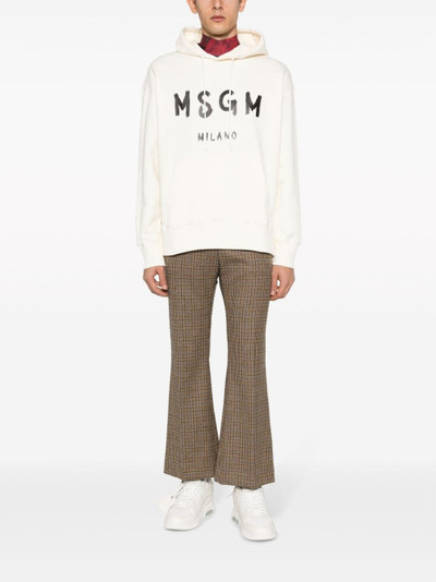 MSGM logo-flocked cotton hoodie outlook