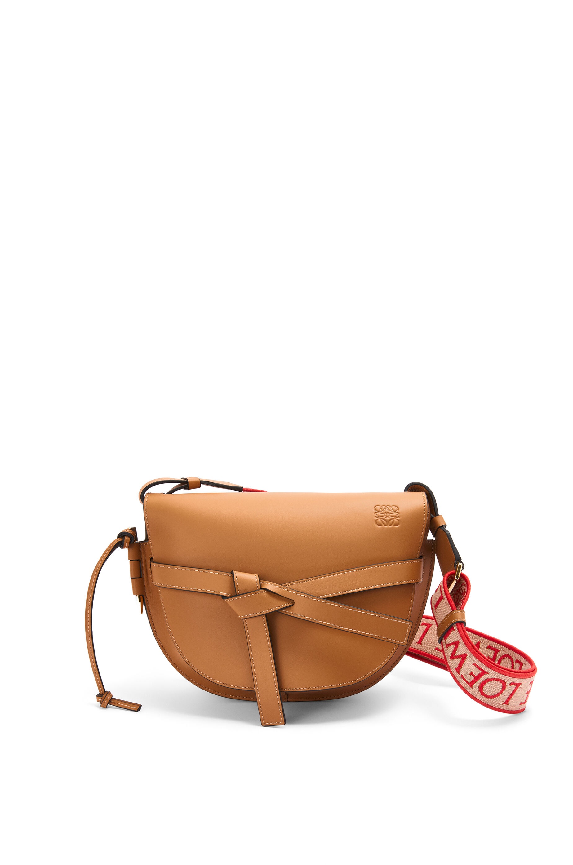 Gate Small Leather And Jacquard Shoulder Bag in Brown - Loewe