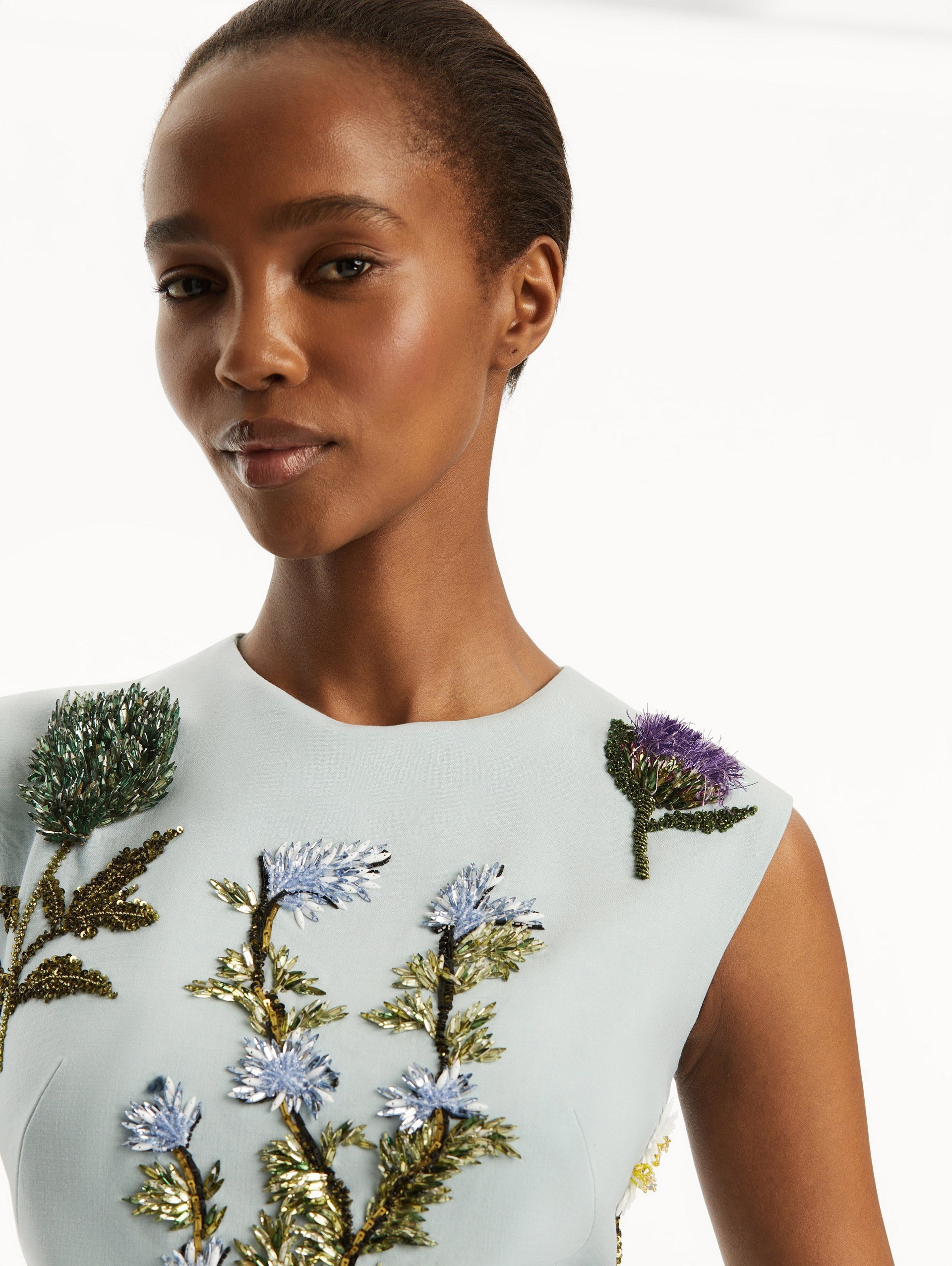 CRYSTAL ARTICHOKE EMBROIDERED DRESS - 5