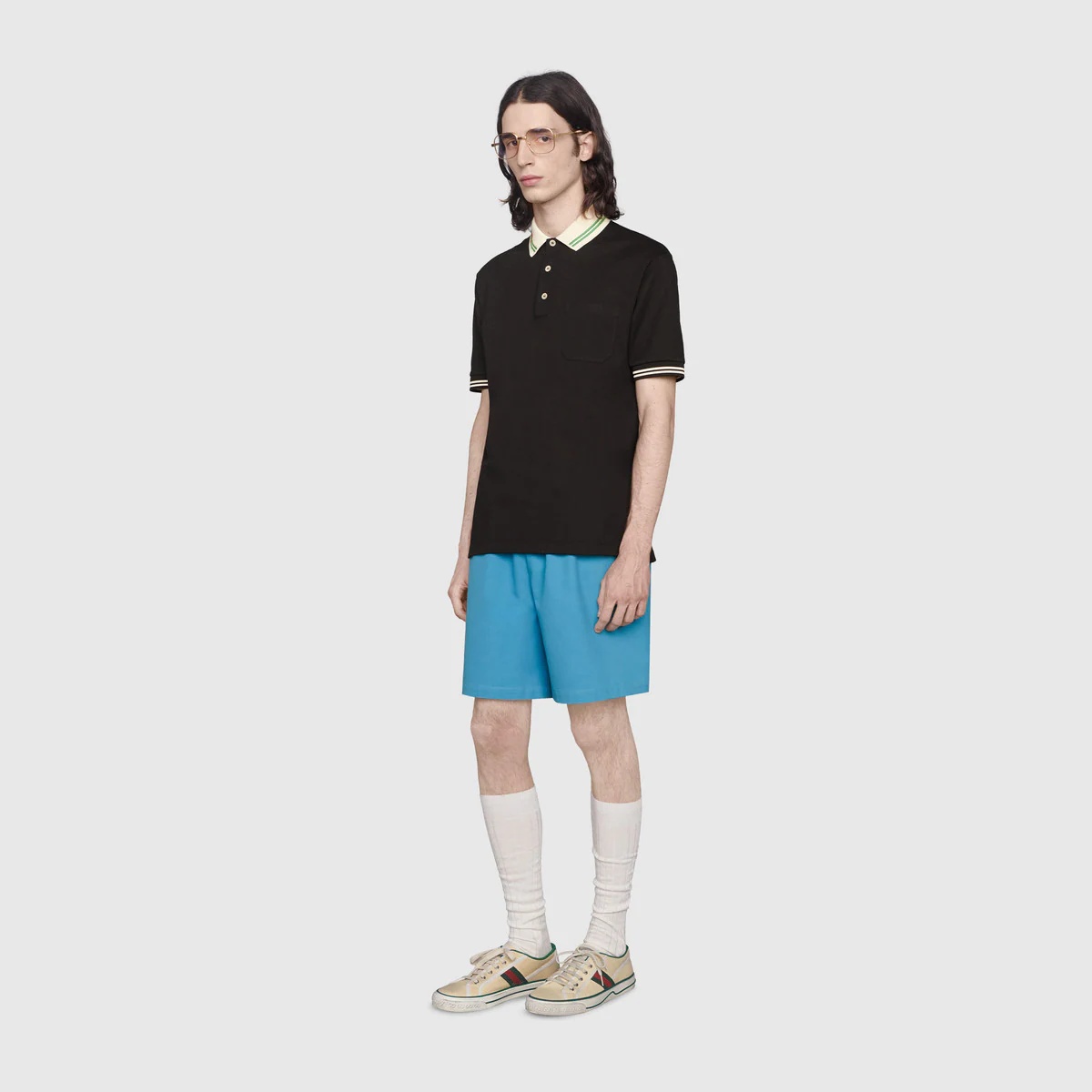 Cotton piquet polo with Interlocking G - 2