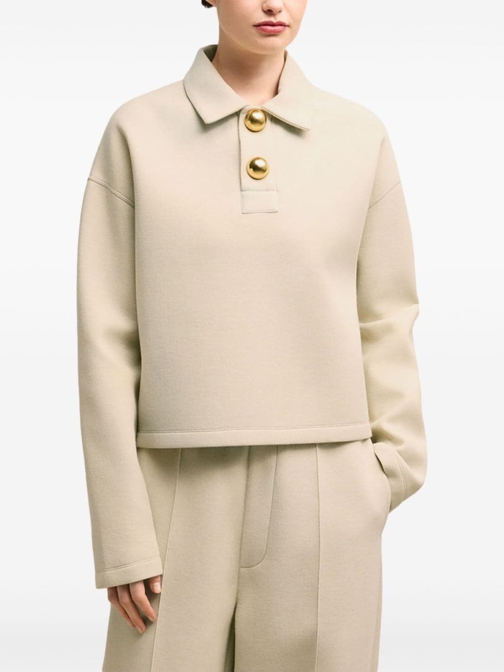 drop-shoulder polo top - 5