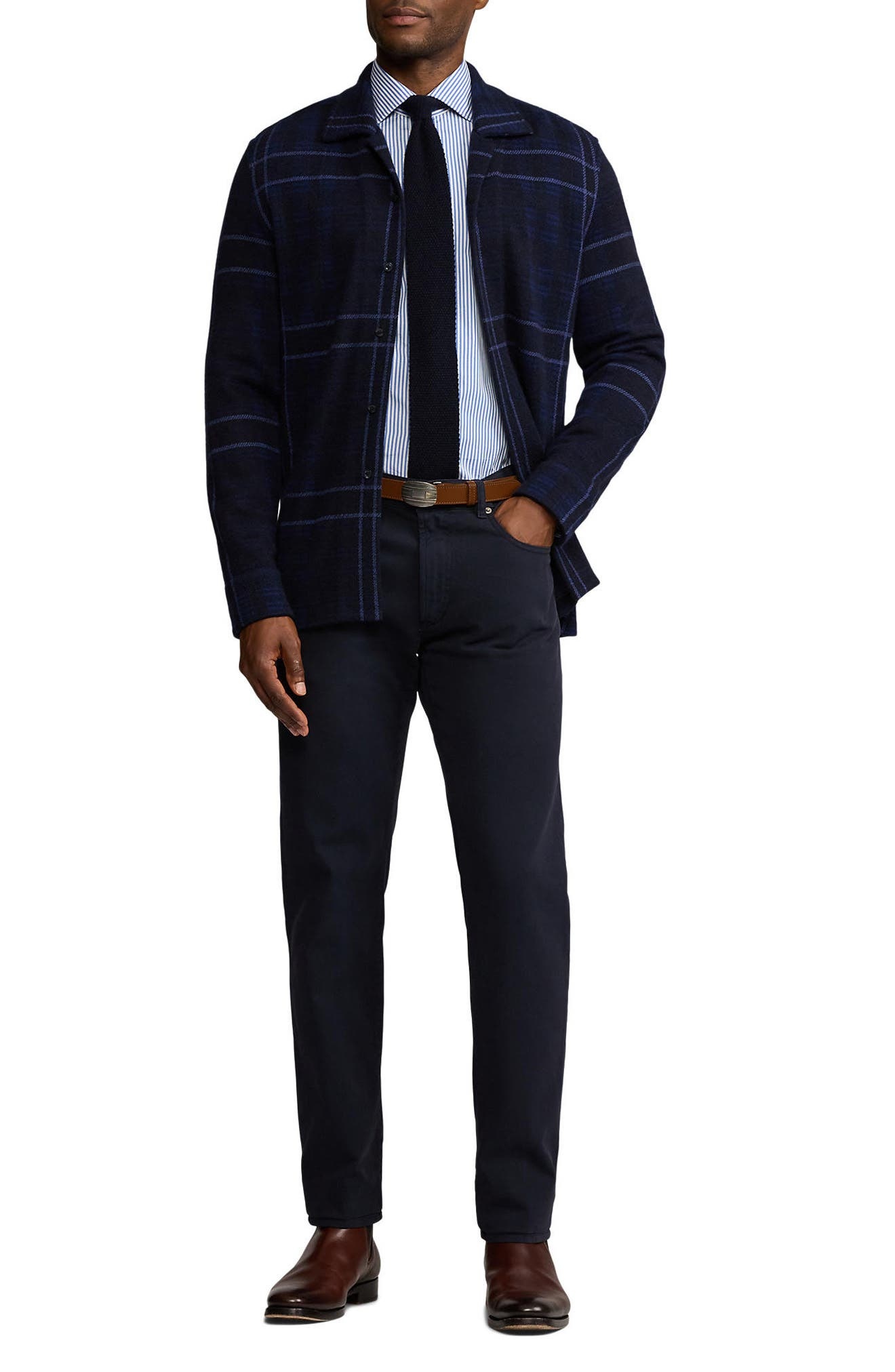 Ralph Lauren Purple Label Basic Bengal Stripe Cotton Poplin Button-Up Shirt in Medium Blue And White - 6