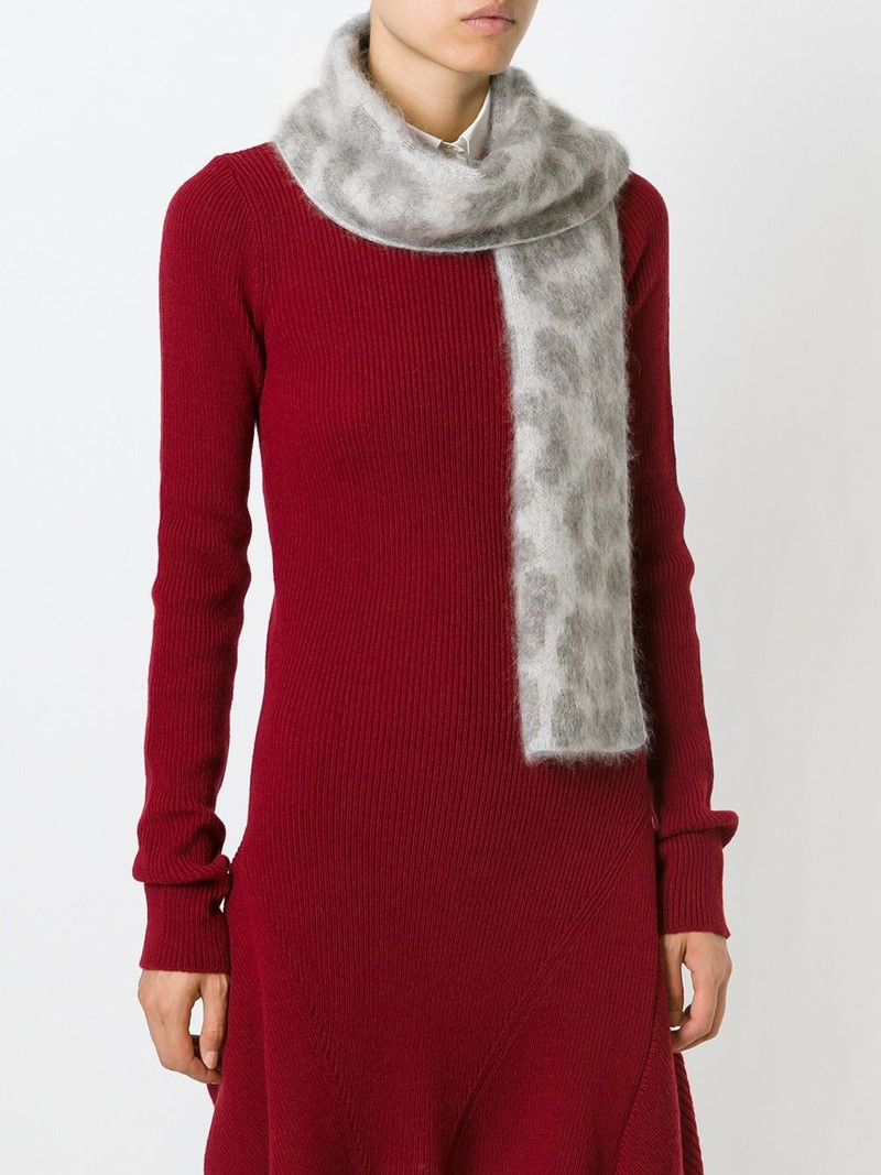 Stella McCartney leopard intarsia scarf outlook