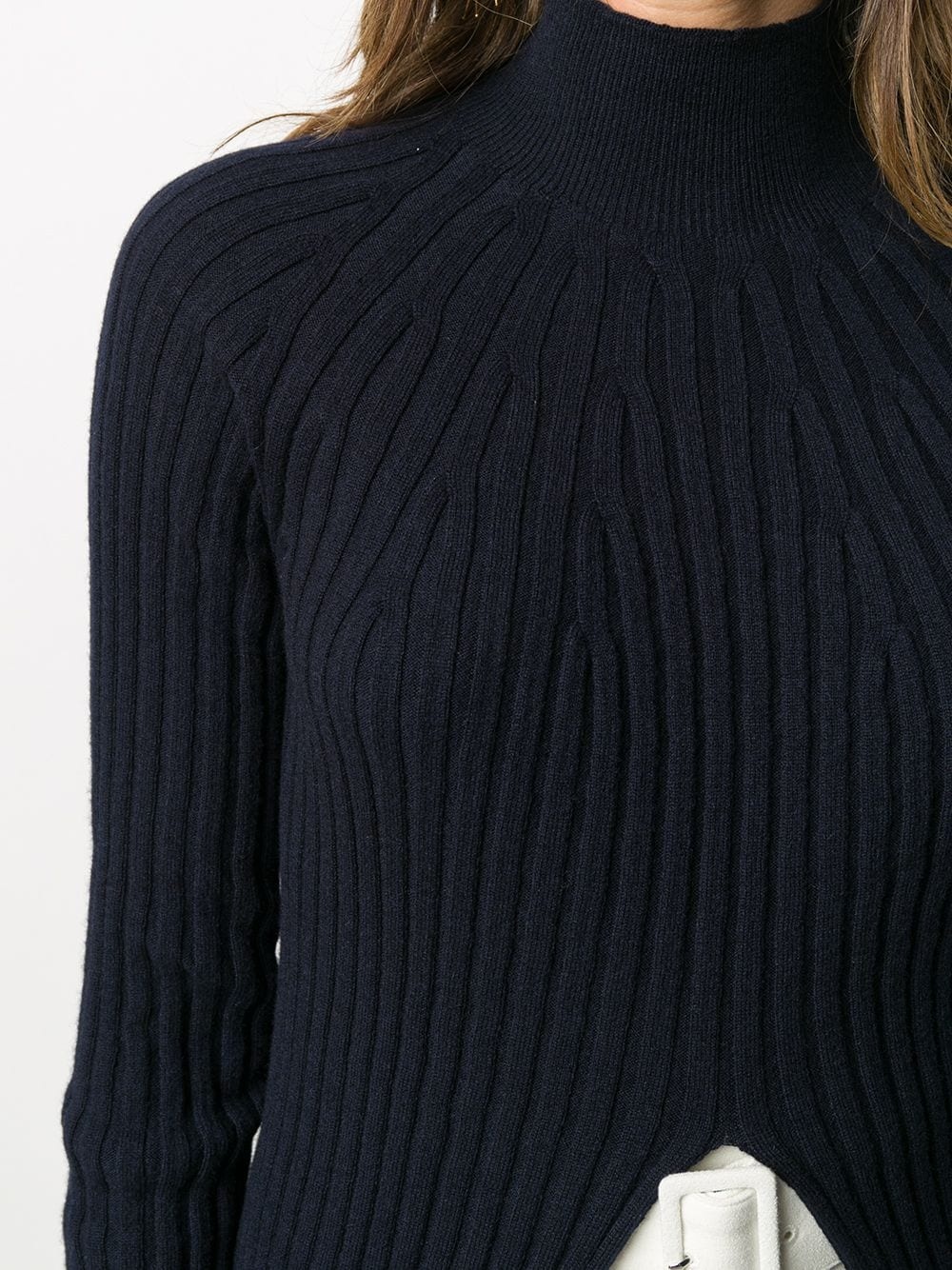 front slit ribbed knit jumper - 5