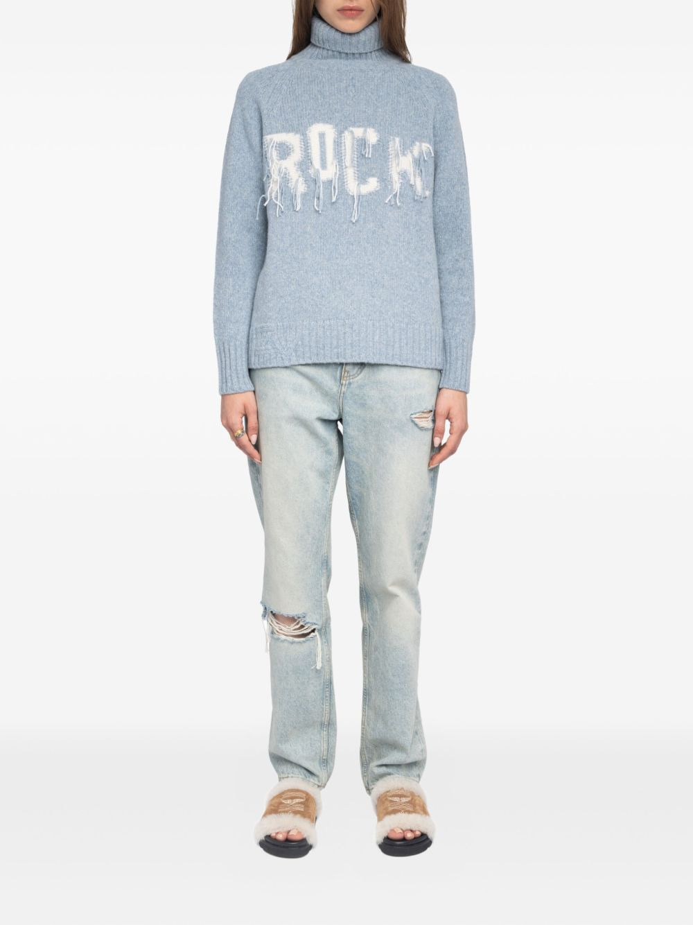 Mora roll-neck frayed-detail sweater - 2