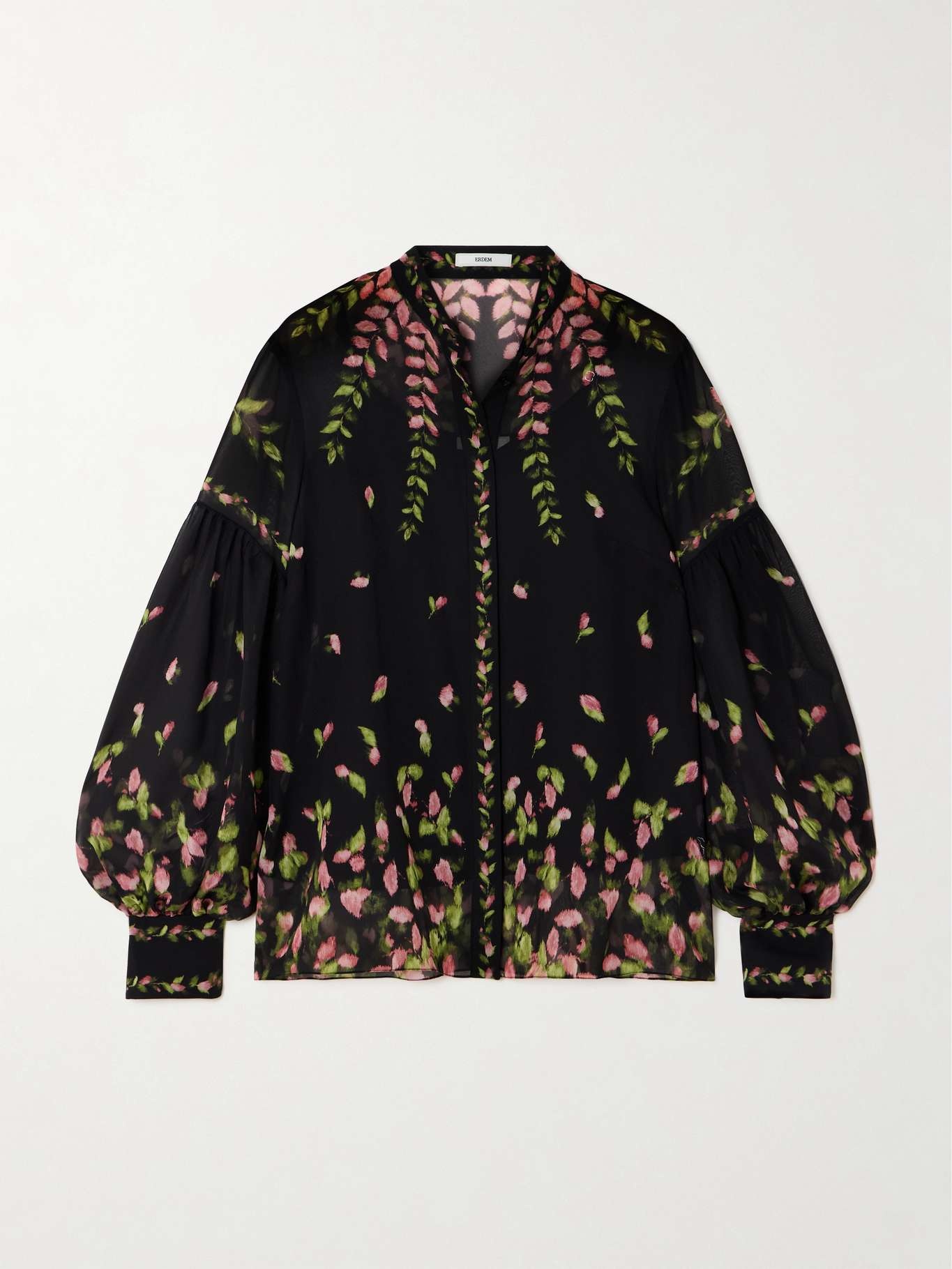 Floral-print silk-chiffon blouse - 1