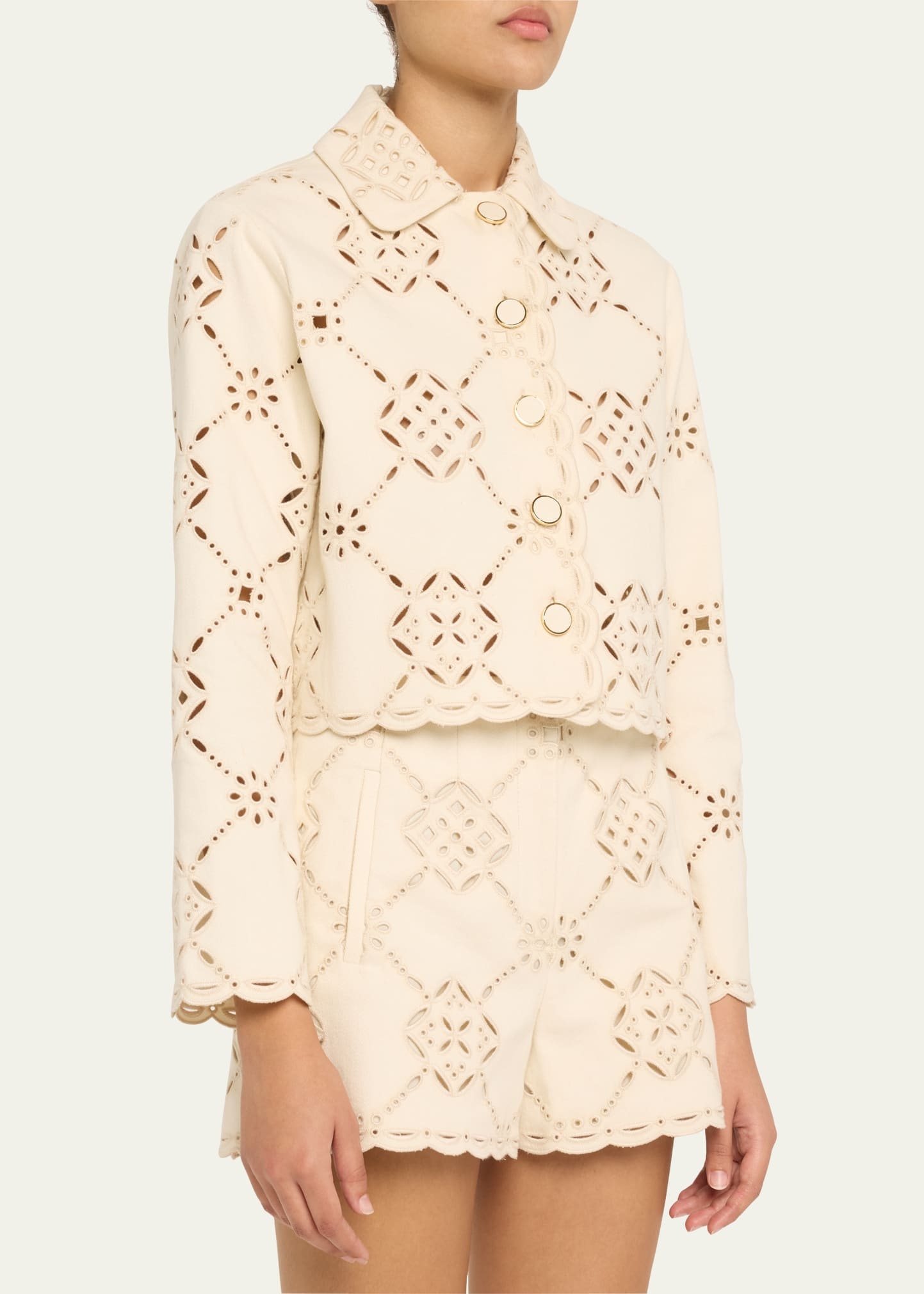 Adelaide Scalloped Eyelet-Embroidered Jacket - 4