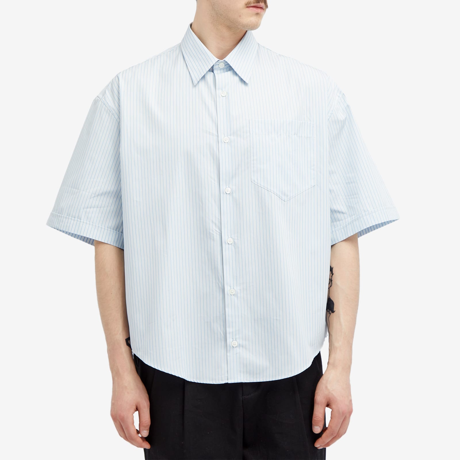 AMI Paris Stripe Boxy Short Sleeve Shirt - 2