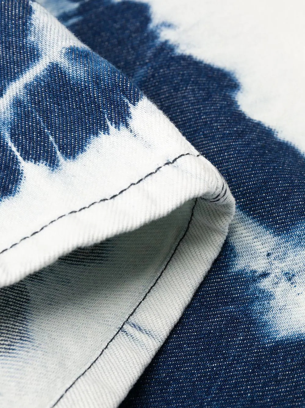 abstract print denim shorts - 6
