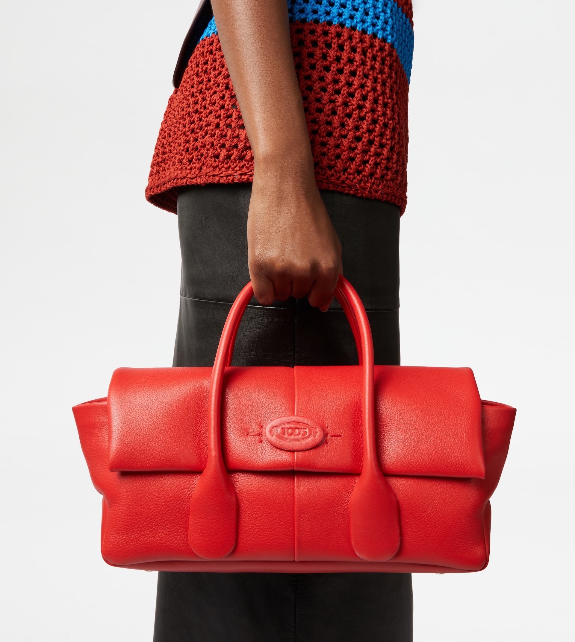 TOD'S DI BAG REVERSE FLAP IN LEATHER SMALL - RED - 2