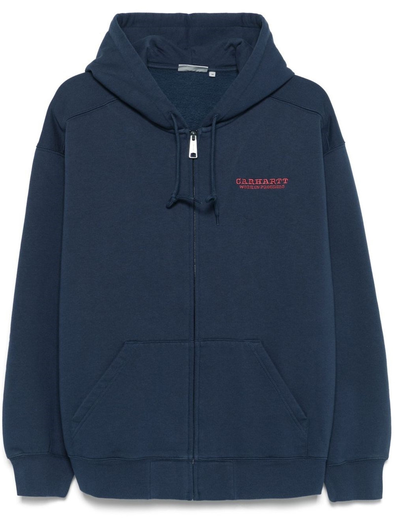 Logo cotton zipped hoodie - 1