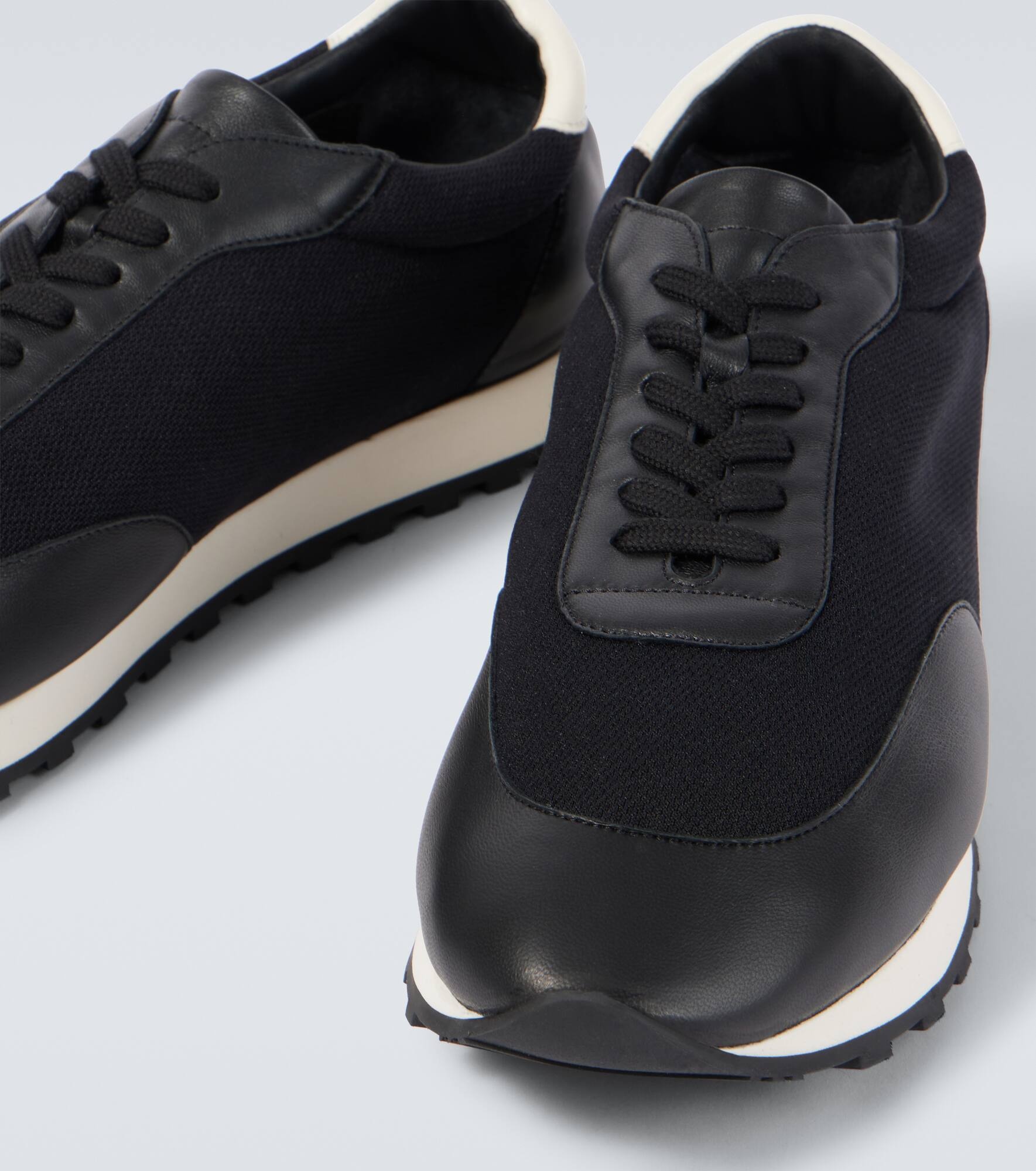 Owen leather-trimmed sneakers - 3