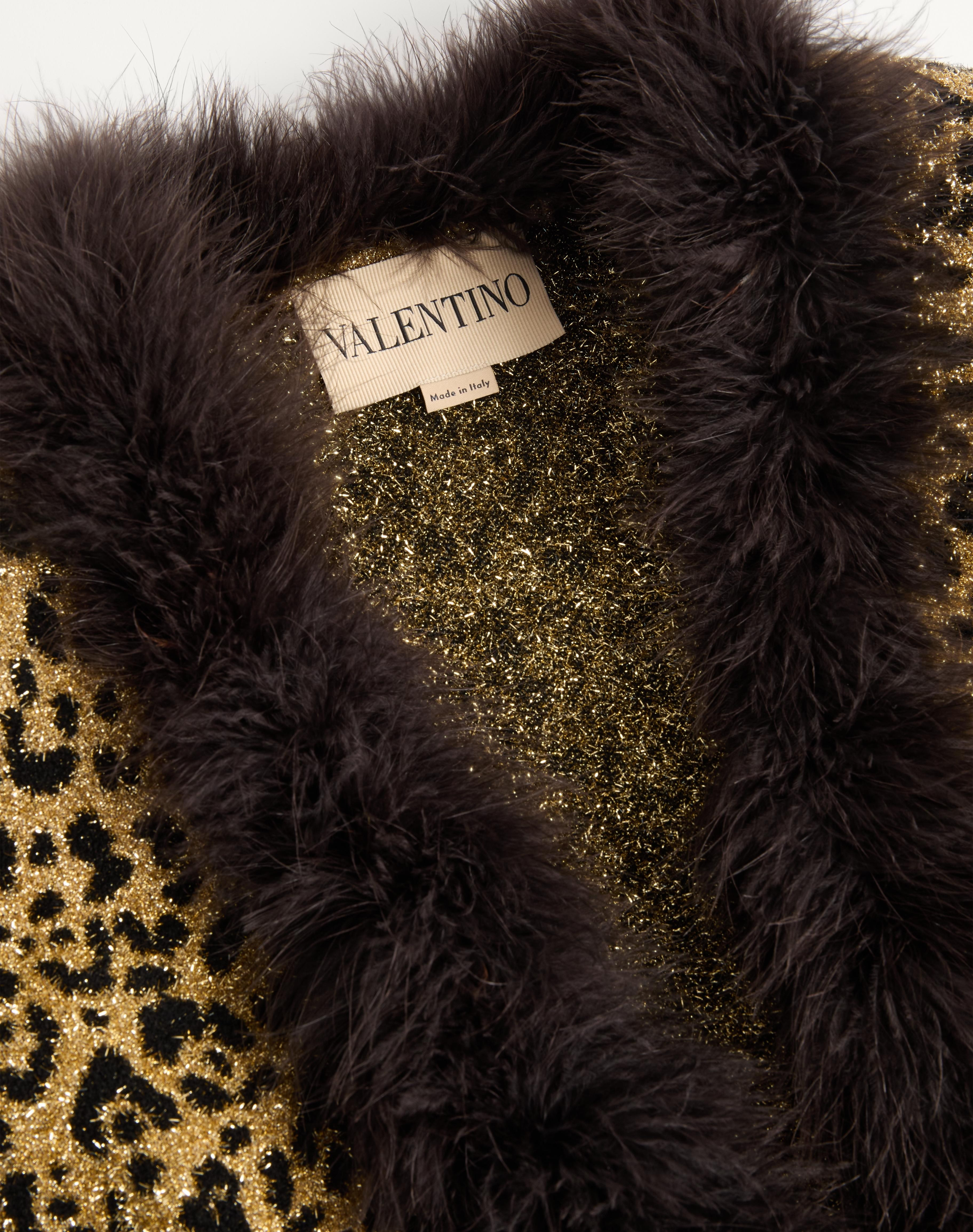 JACQUARD ANIMAL PRINT LUREX KNIT JACKET - 8