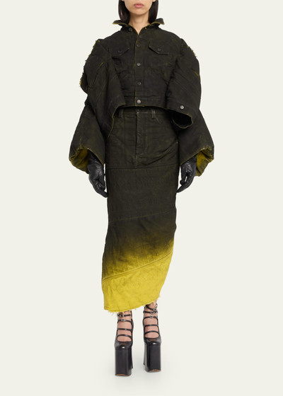 Marc Jacobs Denim Ombre-Painted Logo-Embossed Midi Skirt outlook