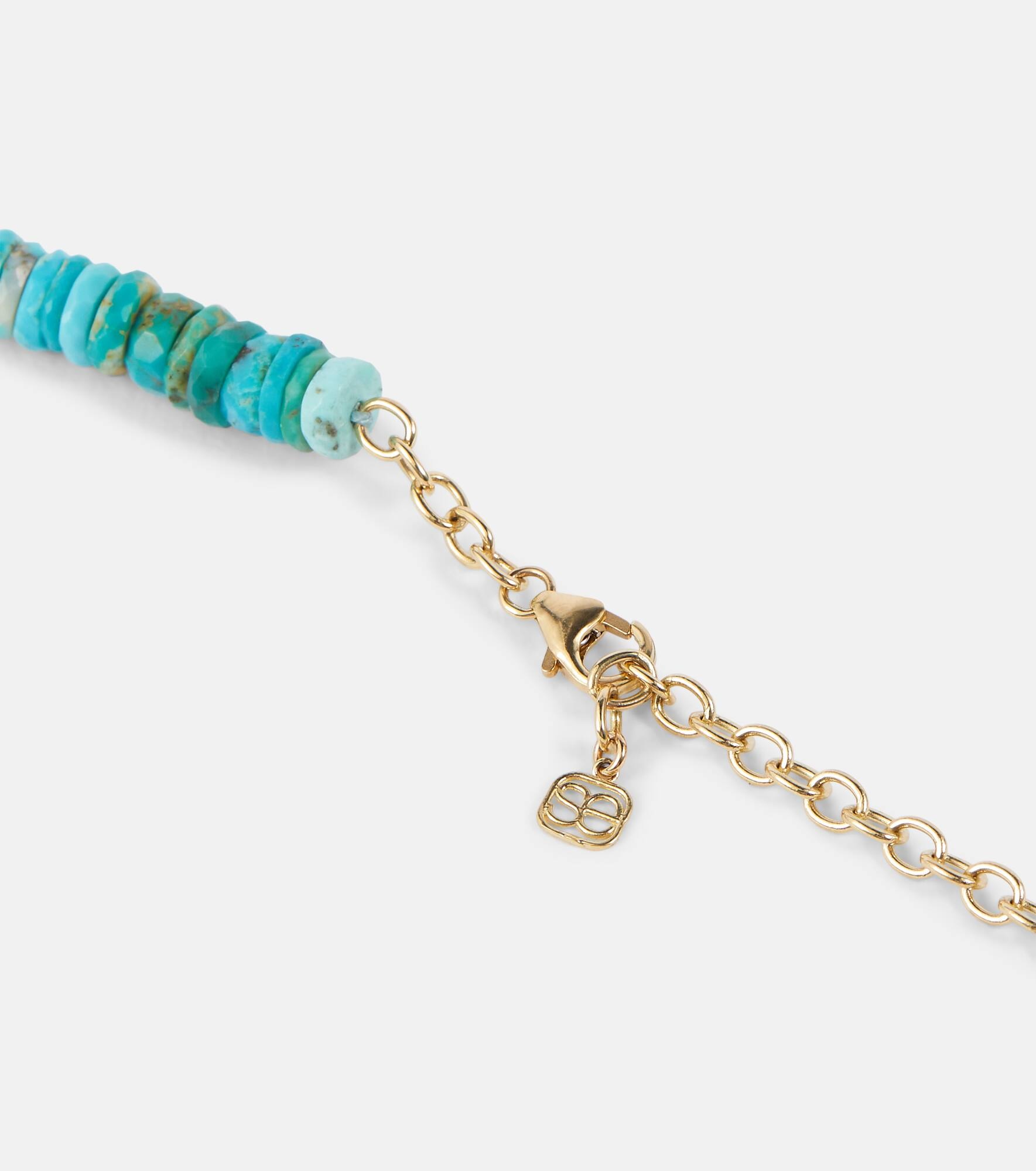 Daisy 14kt gold beaded necklace with diamonds - 4