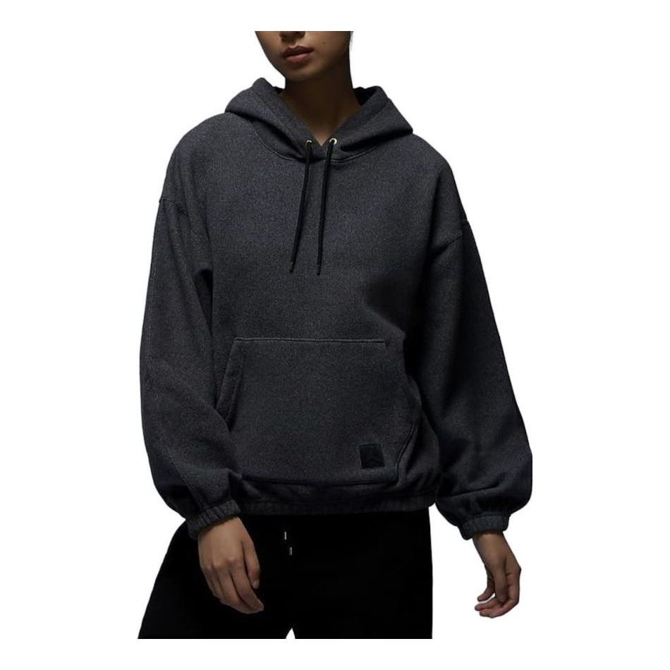 (WMNS) Air Jordan Flight Fleece Winterized Hoodie Asia Sizing 'Black Heather' FD7238-010 - 1