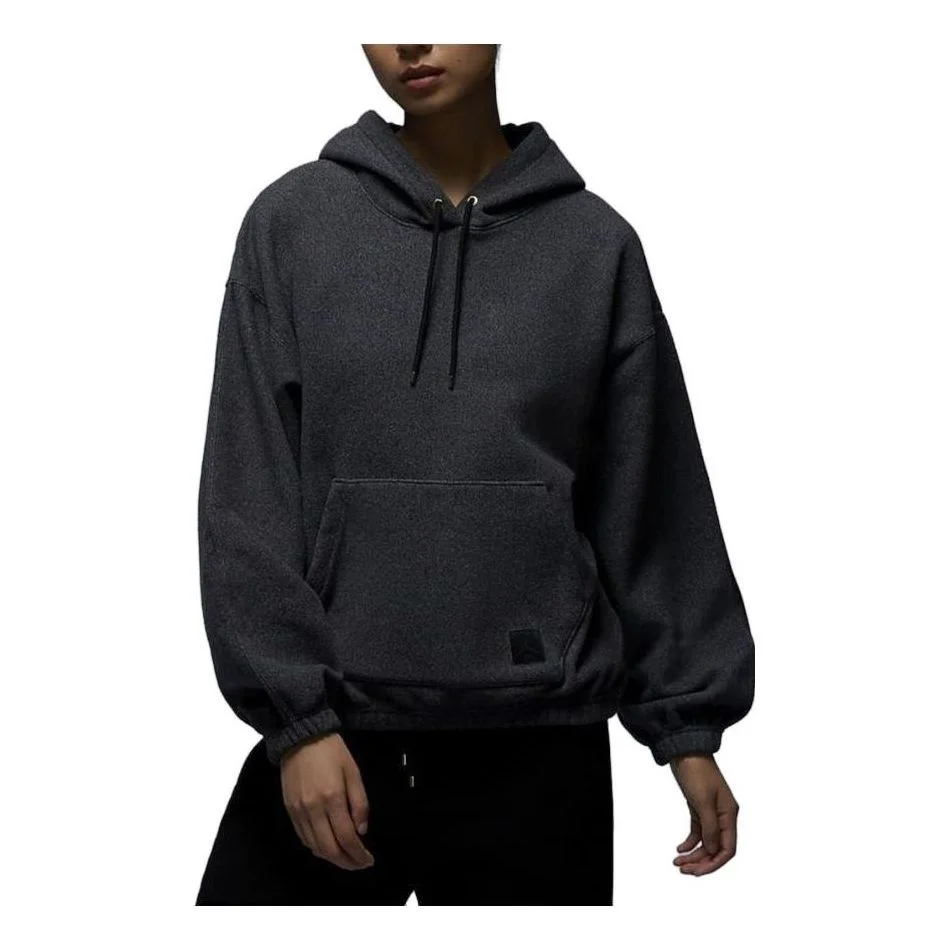 (WMNS) Air Jordan Flight Fleece Winterized Hoodie Asia Sizing 'Black Heather' FD7238-010 - 1