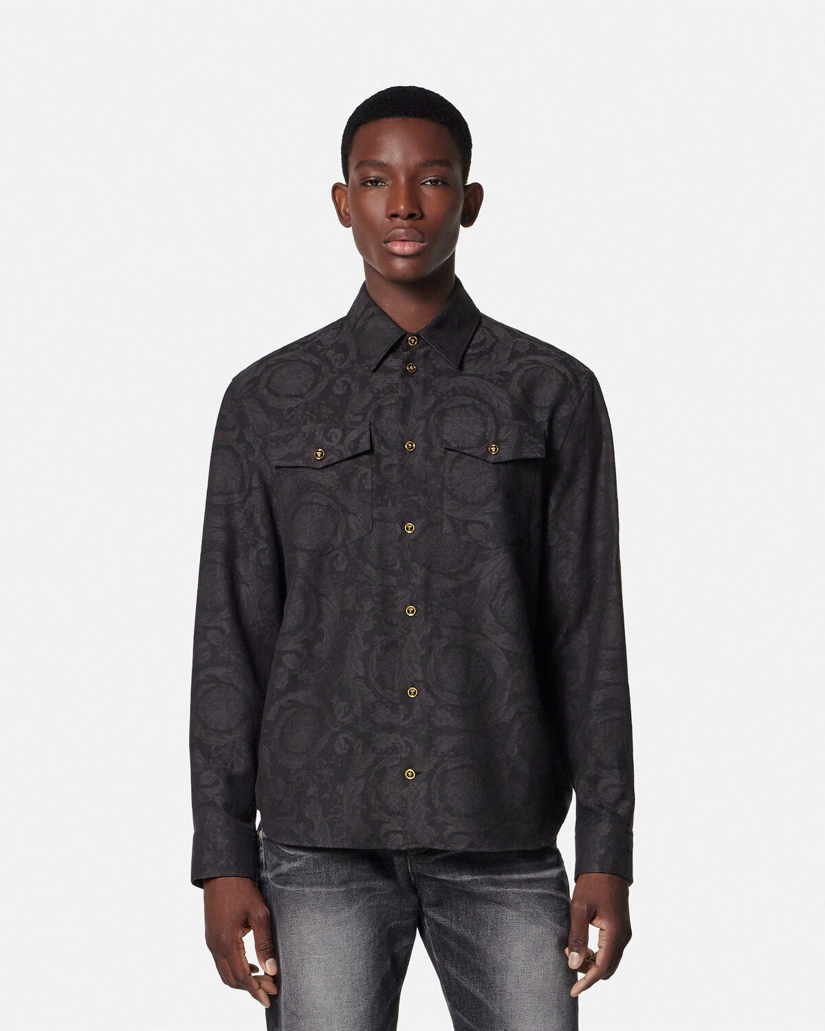 Barocco Jacquard Chambray Shirt - 4