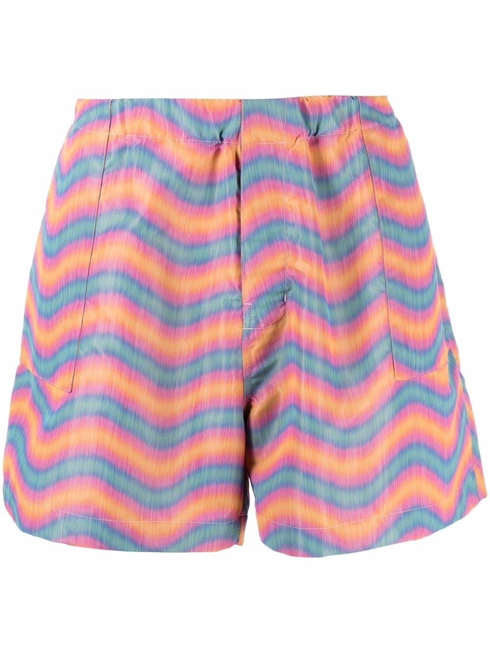 wave-print track shorts - 1