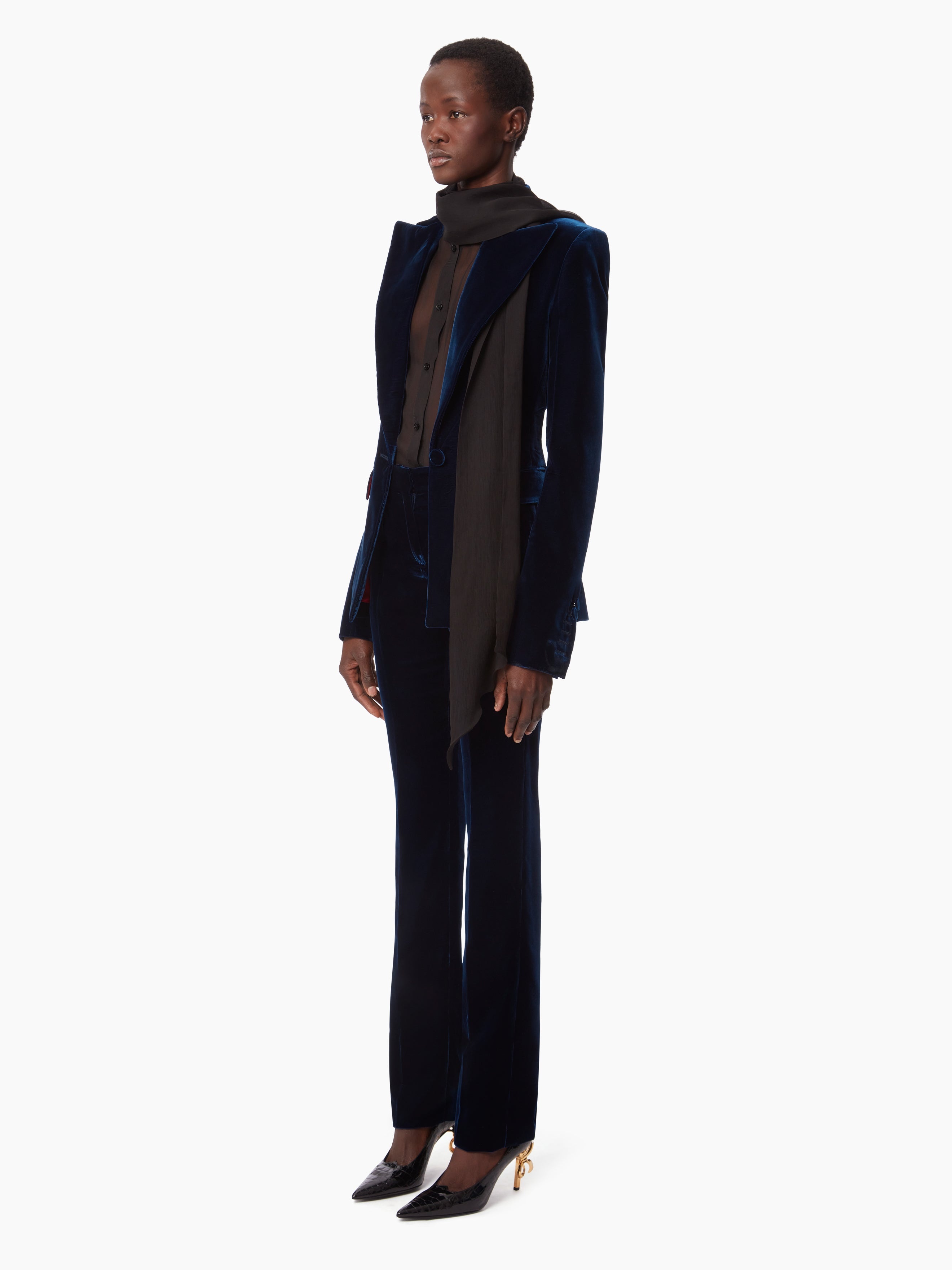 SINGLE-BREASTED BLAZER IN VELVET - 4