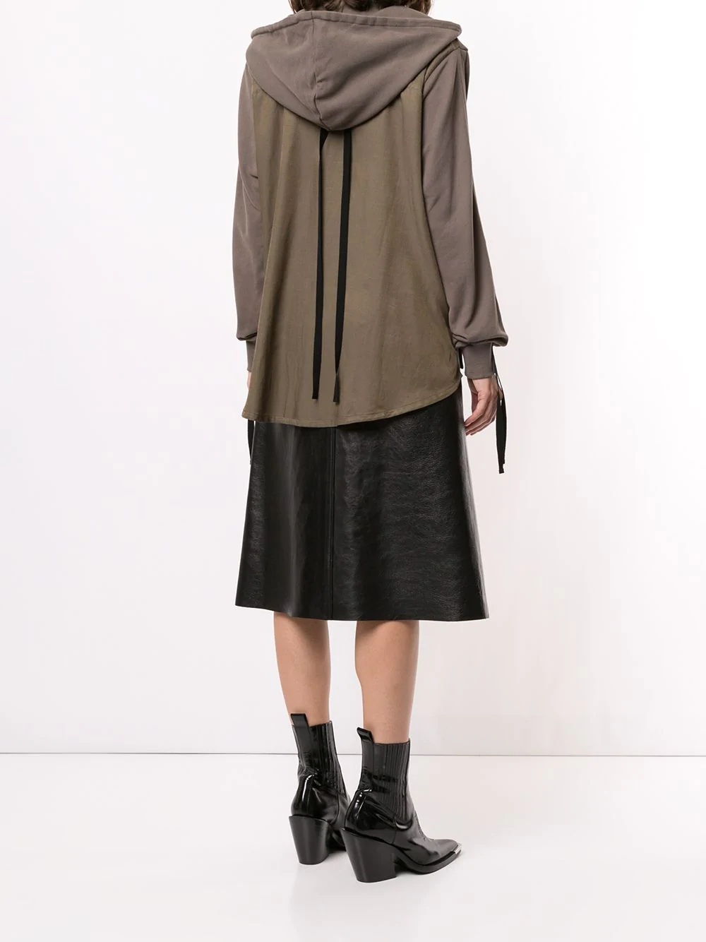 asymmetric hem knit hoodie - 4