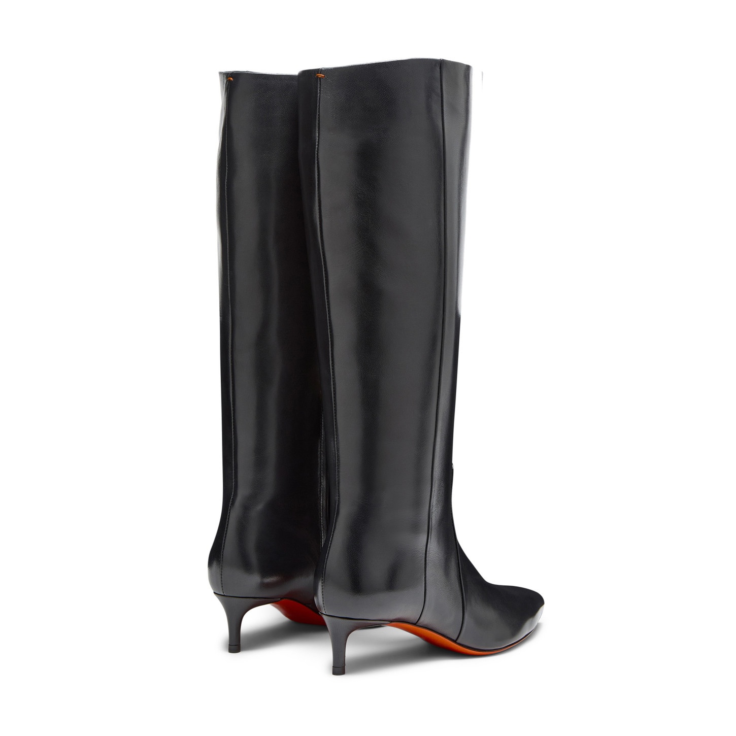 Women's black leather mid-heel boot - 3