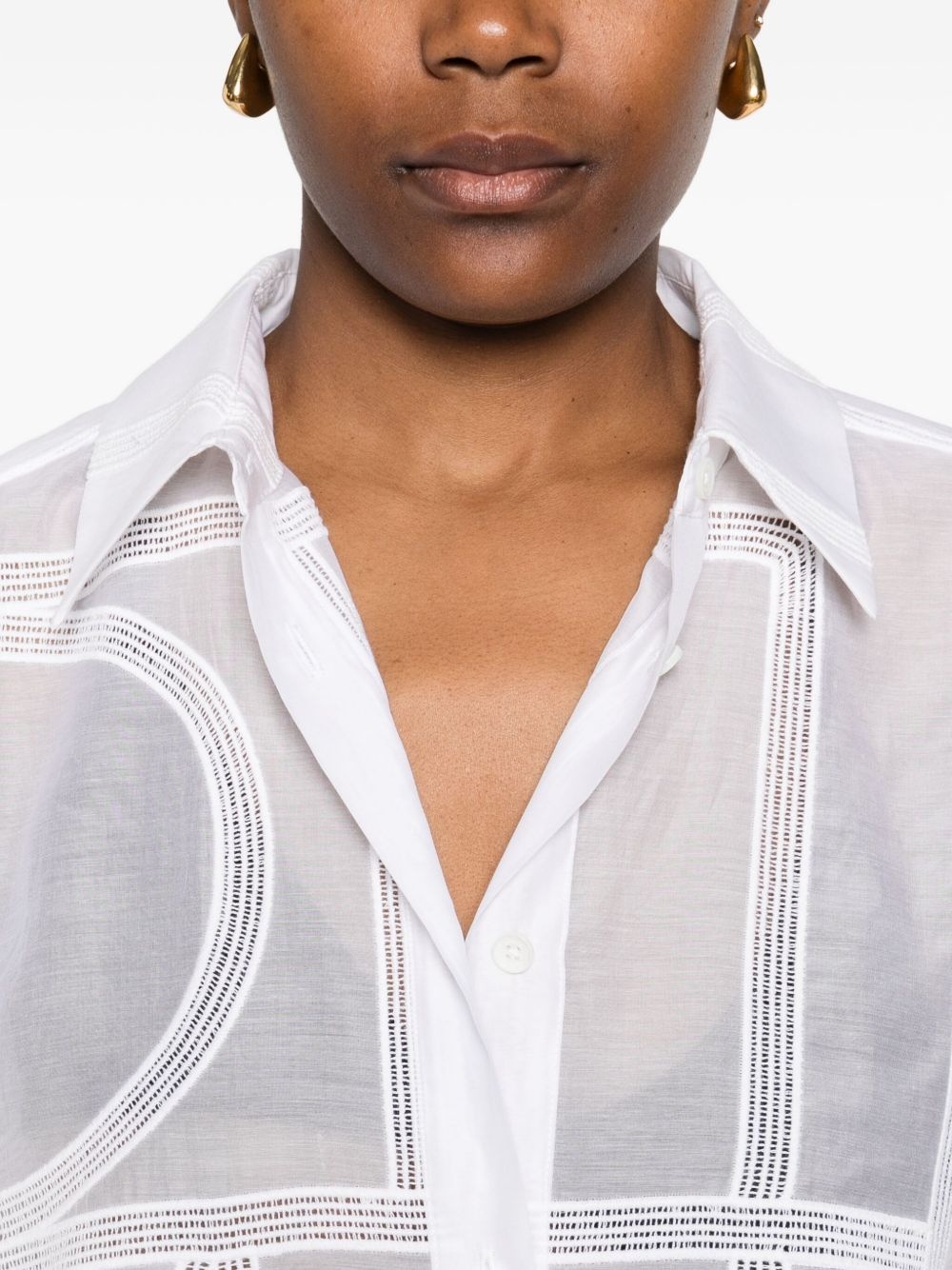 geometric-pattern cotton shirt - 5