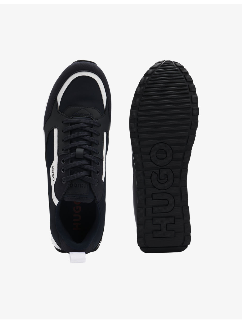 Logo-embossed leather and mesh low-top trainers - 3