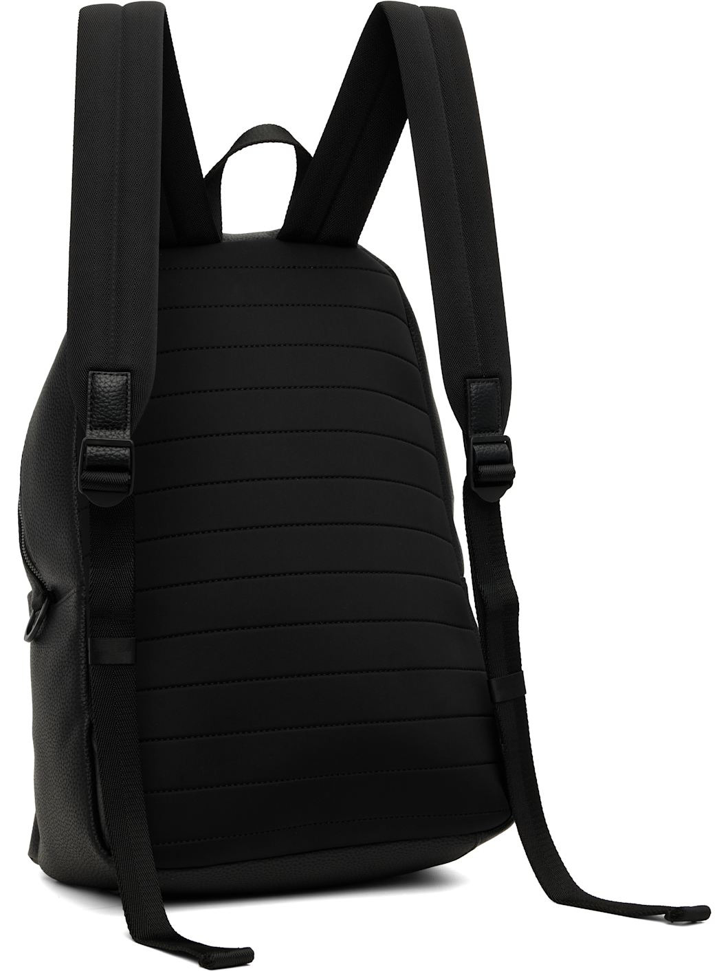 Black Faux-Leather Logo Backpack - 3