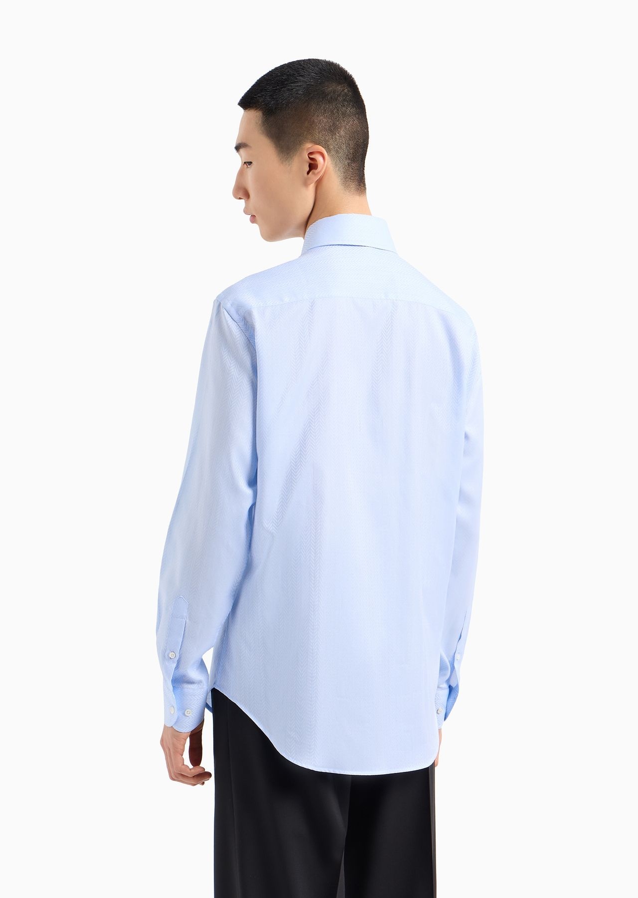 Herringbone motif jacquard cotton shirt - 3