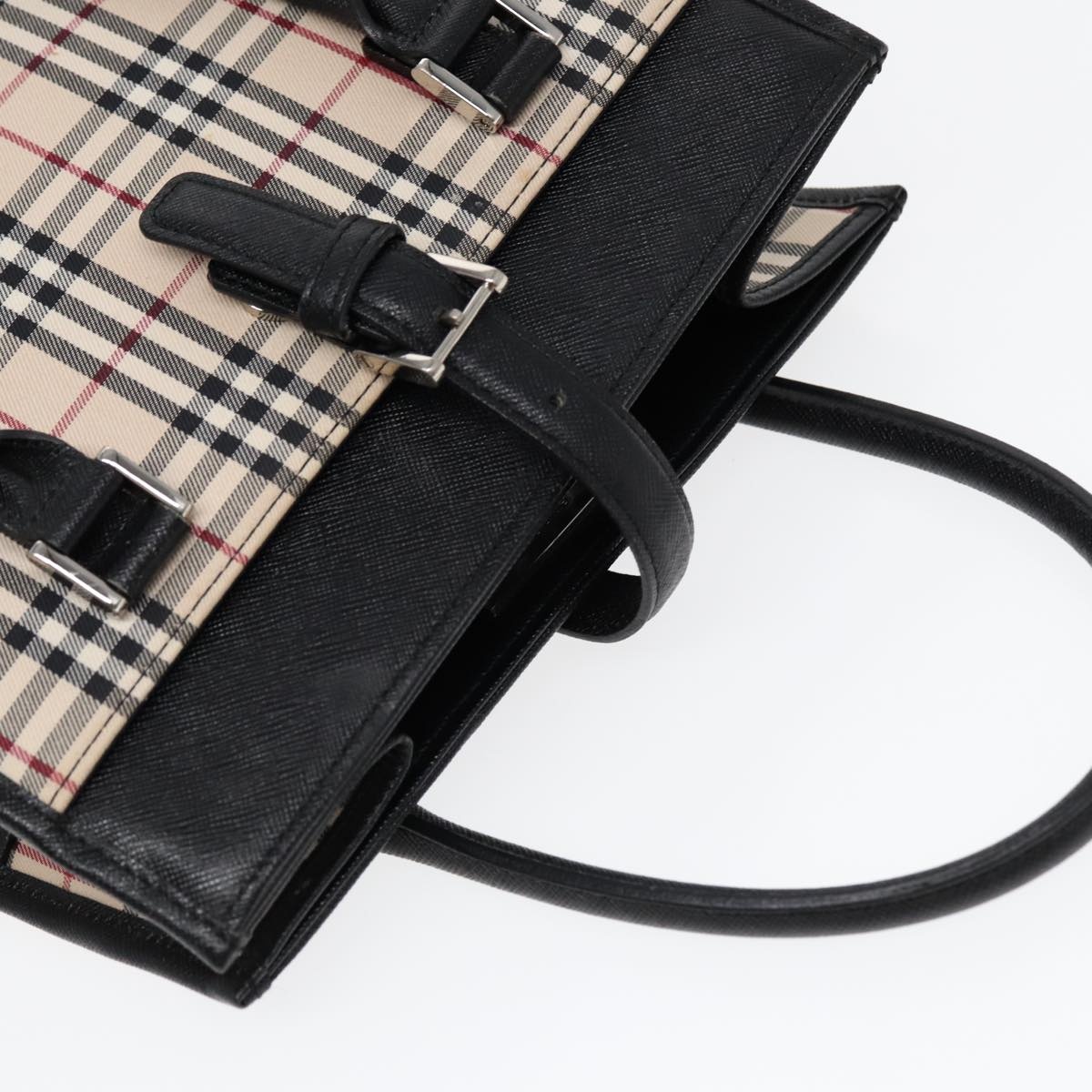 Burberry Nova Check Hand Bag Canvas Beige Black - 6