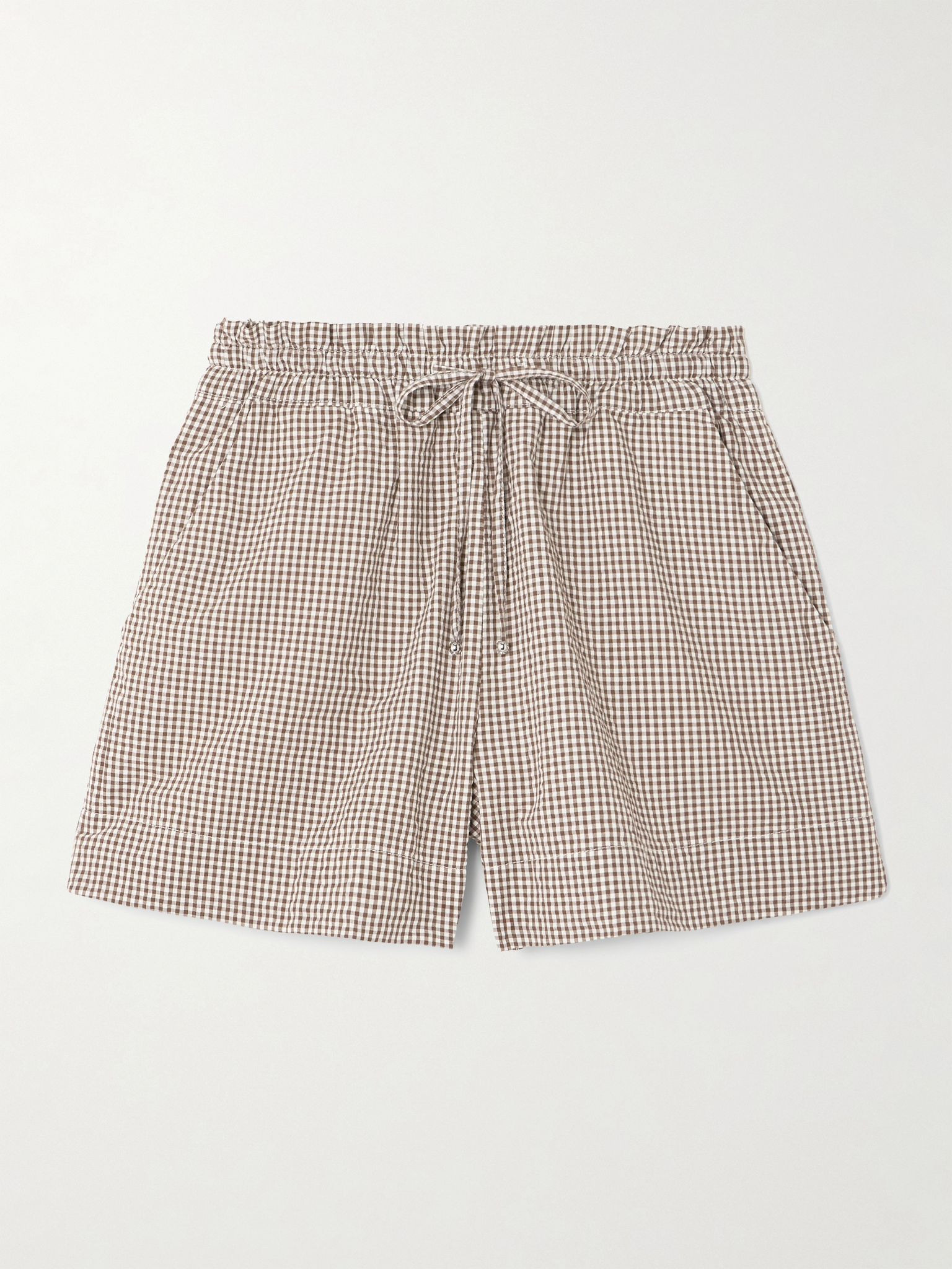 Tjana gingham cotton-blend shorts Taupe - 1