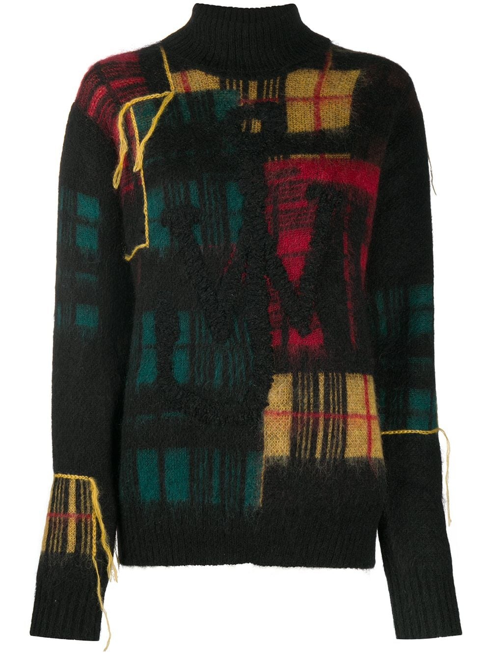 fringe checked knitted jumper - 1