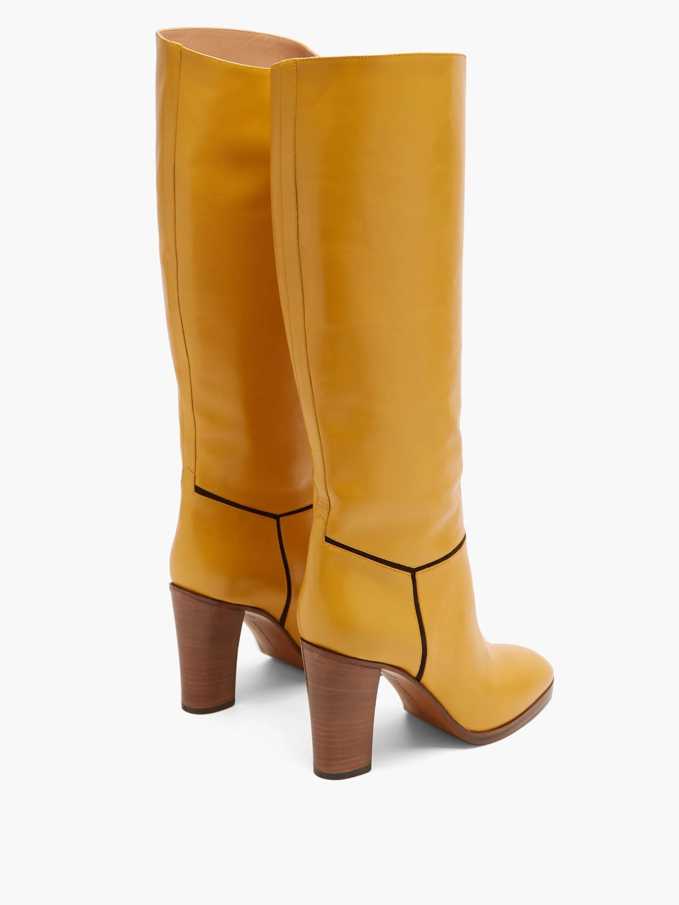 Piped knee-high leather boots - 4