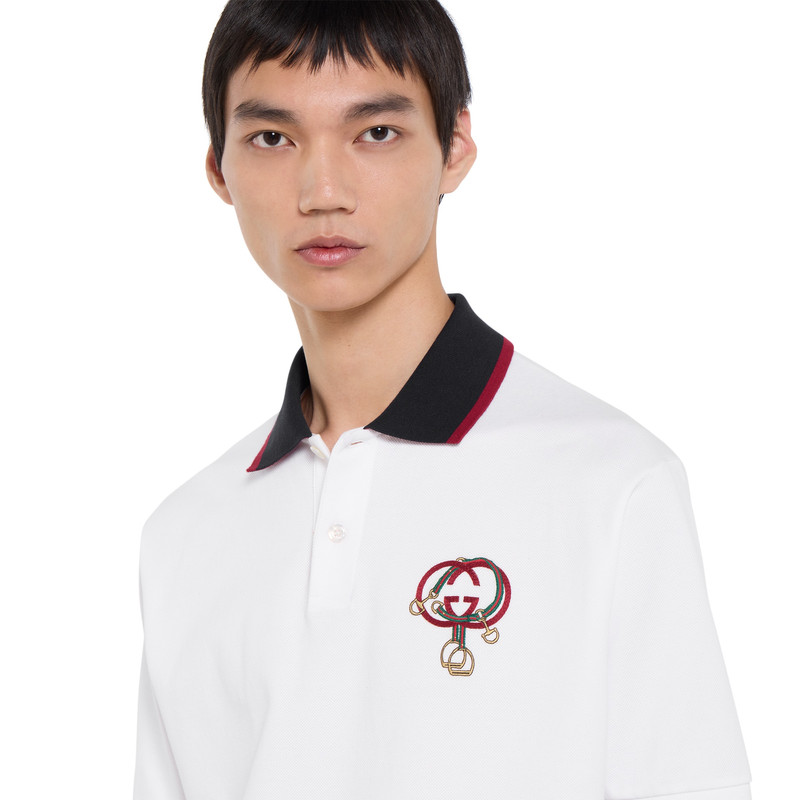 Cotton piquet polo shirt with embroidery 4