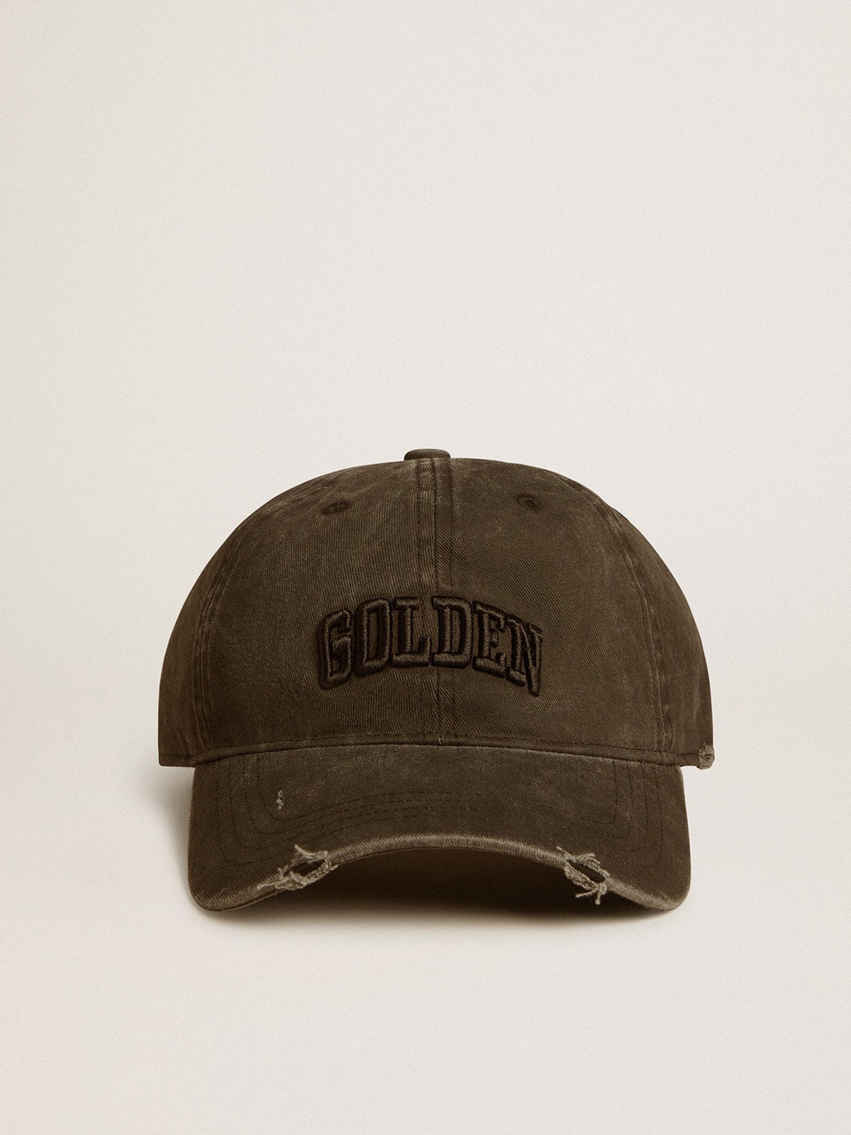 Gray distressed baseball cap with embroidery - 1