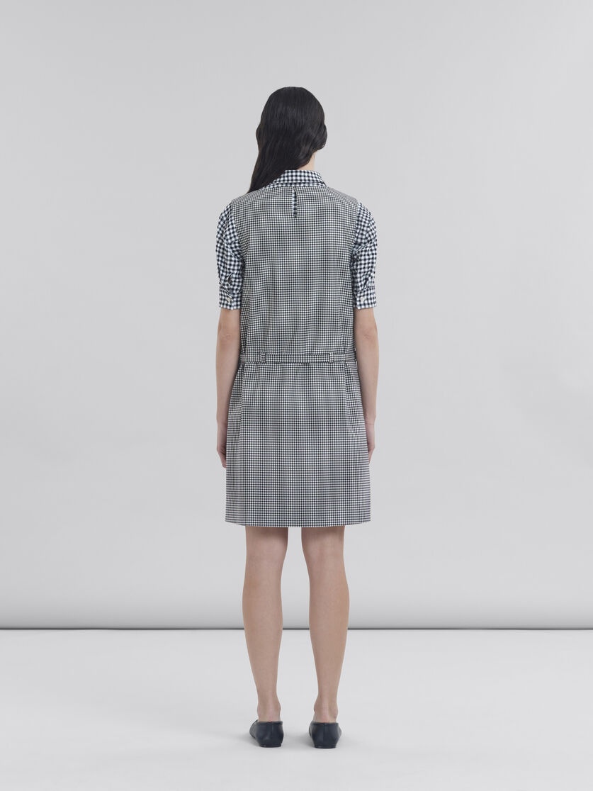 SLEEVELESS WOOL BLEND BLACK AND WHITE CHECK DRESS - 3