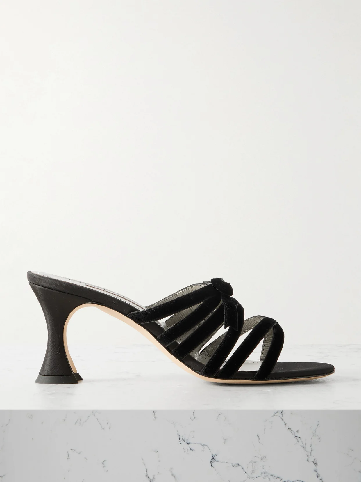 Clementel 70 Velvet-trimmed Satin Mules - 1