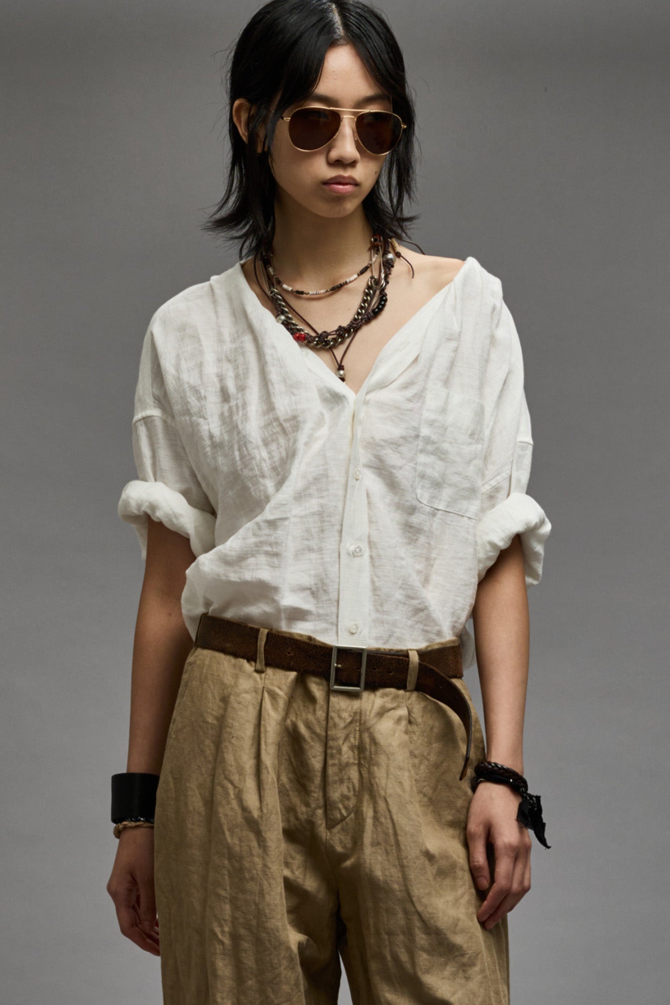 TWISTED NECK SHIRT - WHITE - 3