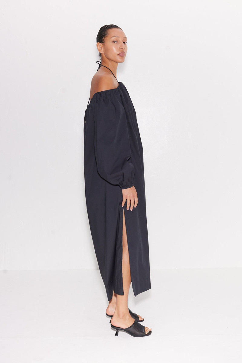 Oleander Poplin Dress In Black 3