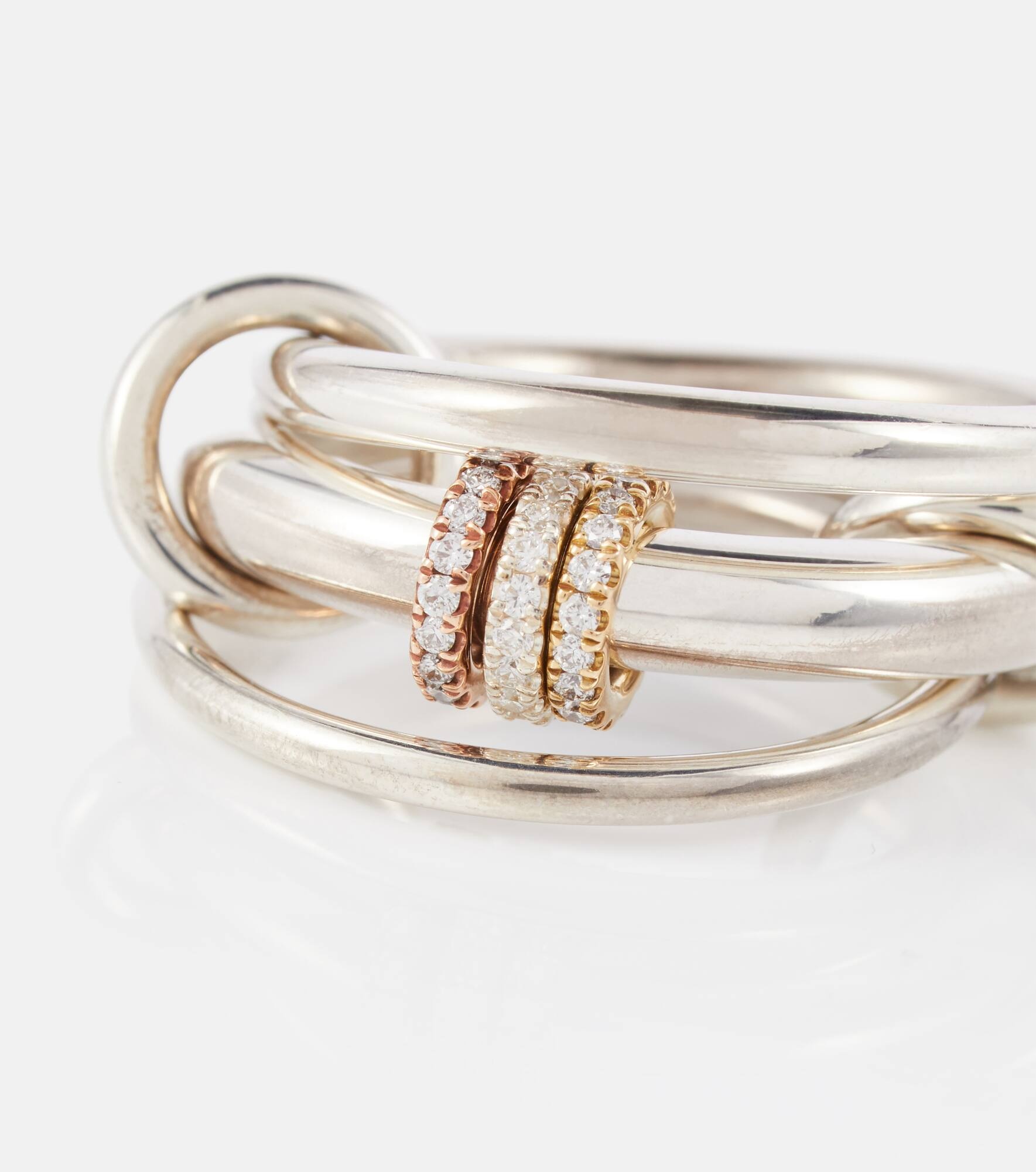 Gemini sterling silver ring with white diamonds - 6