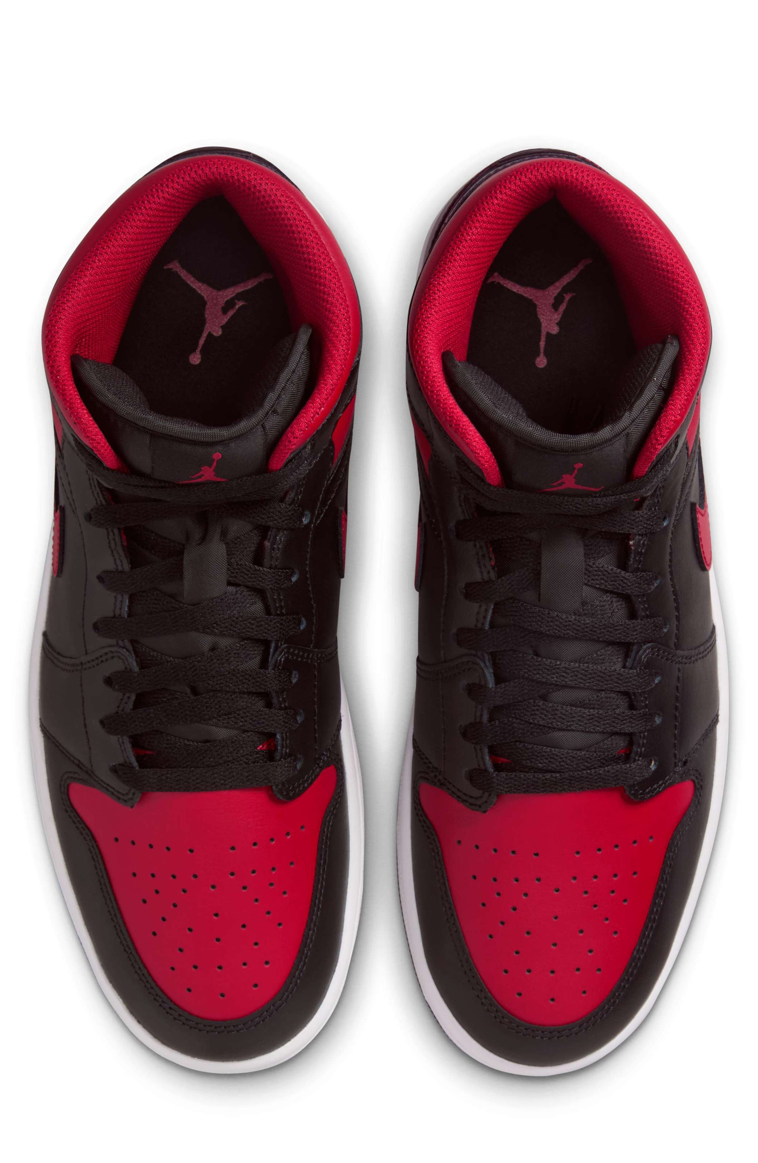 Air Jordan 1 Mid Sneaker in Black/summit White/varsity Red at Nordstrom - 4