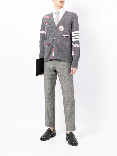 Thom Browne 4-Bar patch-detail cardigan outlook