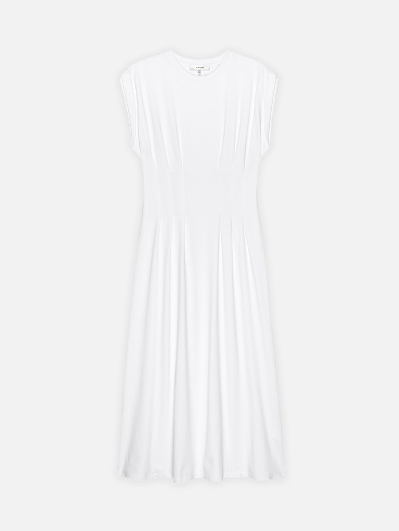 The Jersey Nipped Dress in White 1