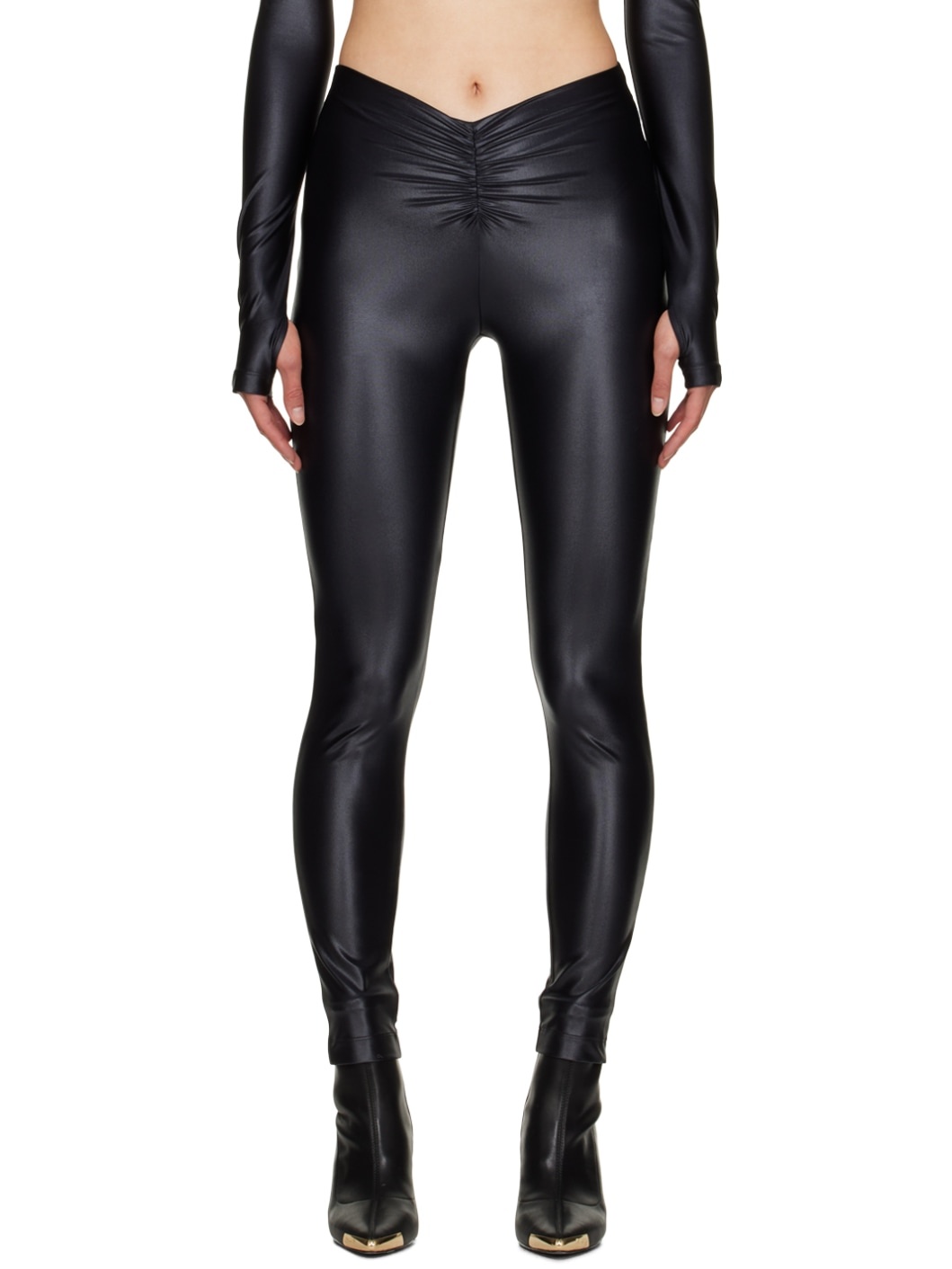 Black Ruched Leggings - 1